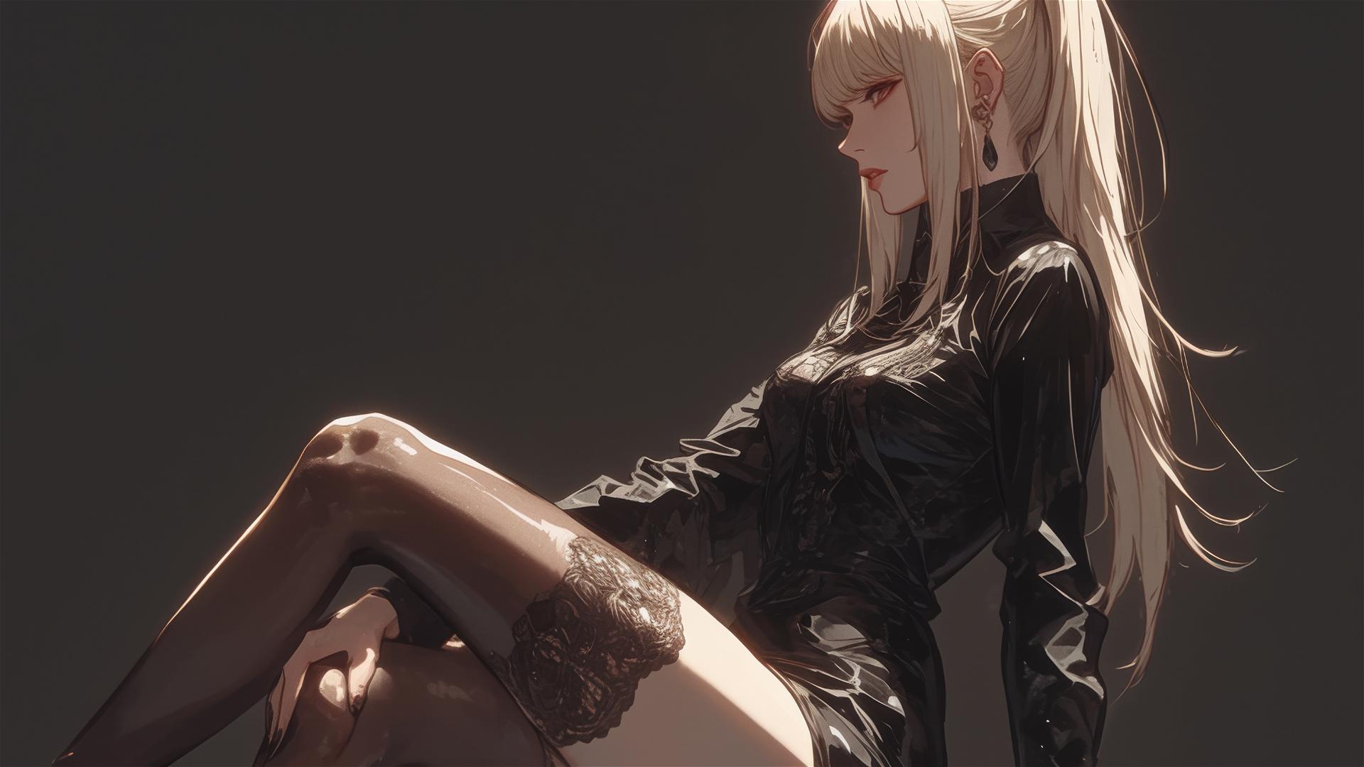 Misa Amane from Death Note in spotlight on dark background