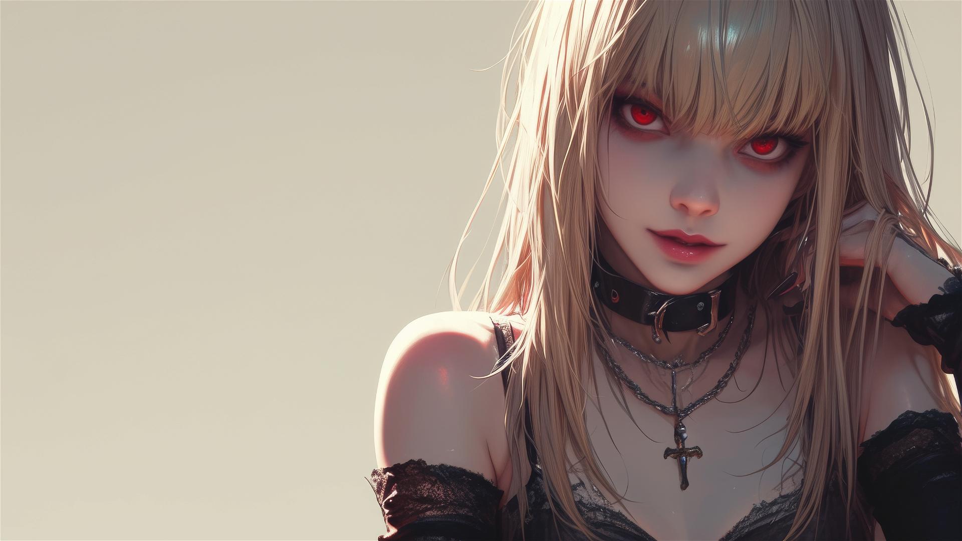 Misa Amane with red eyes from Death Note series