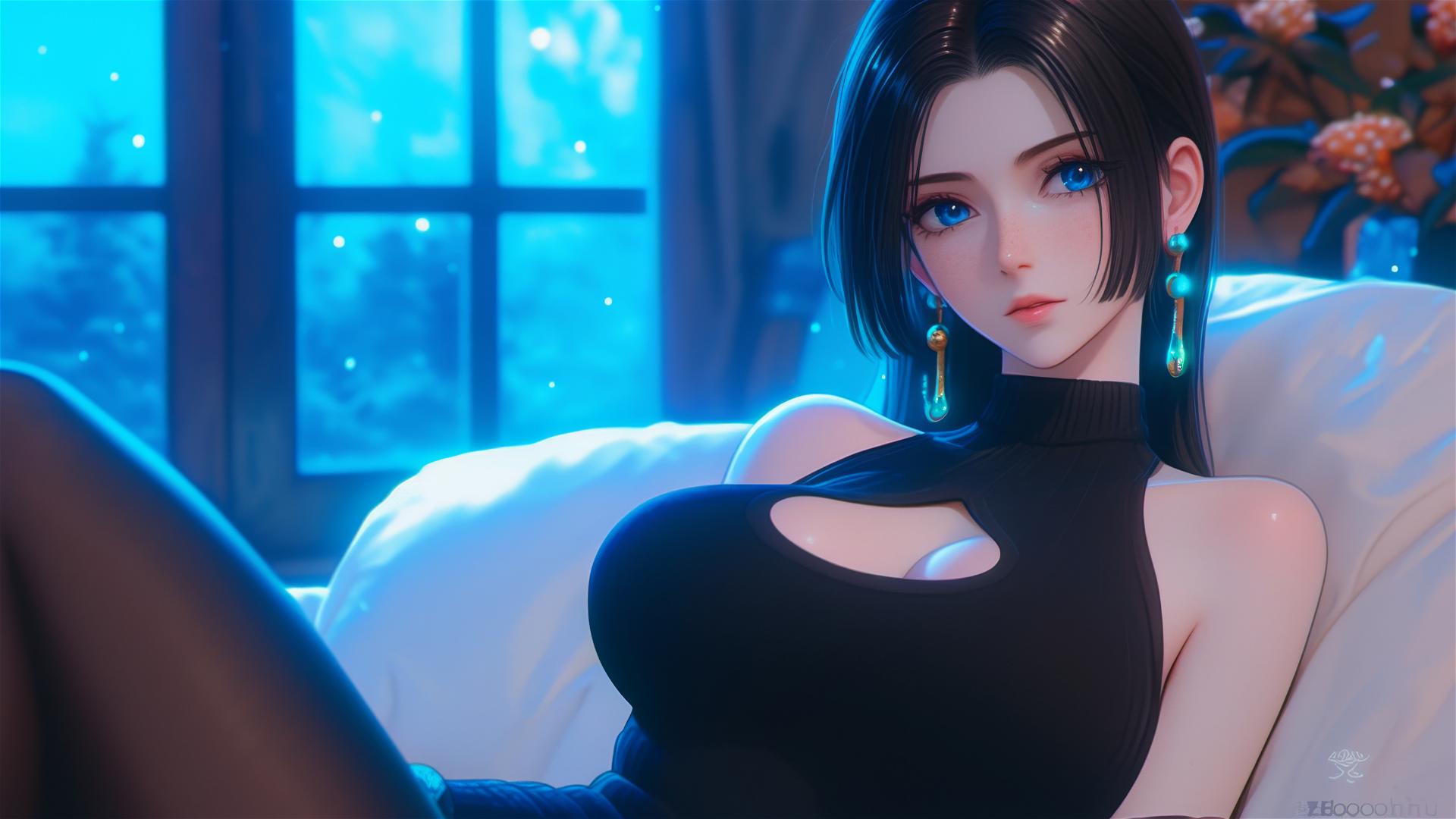 Boa Hancock resting in apartment with moonlight glow