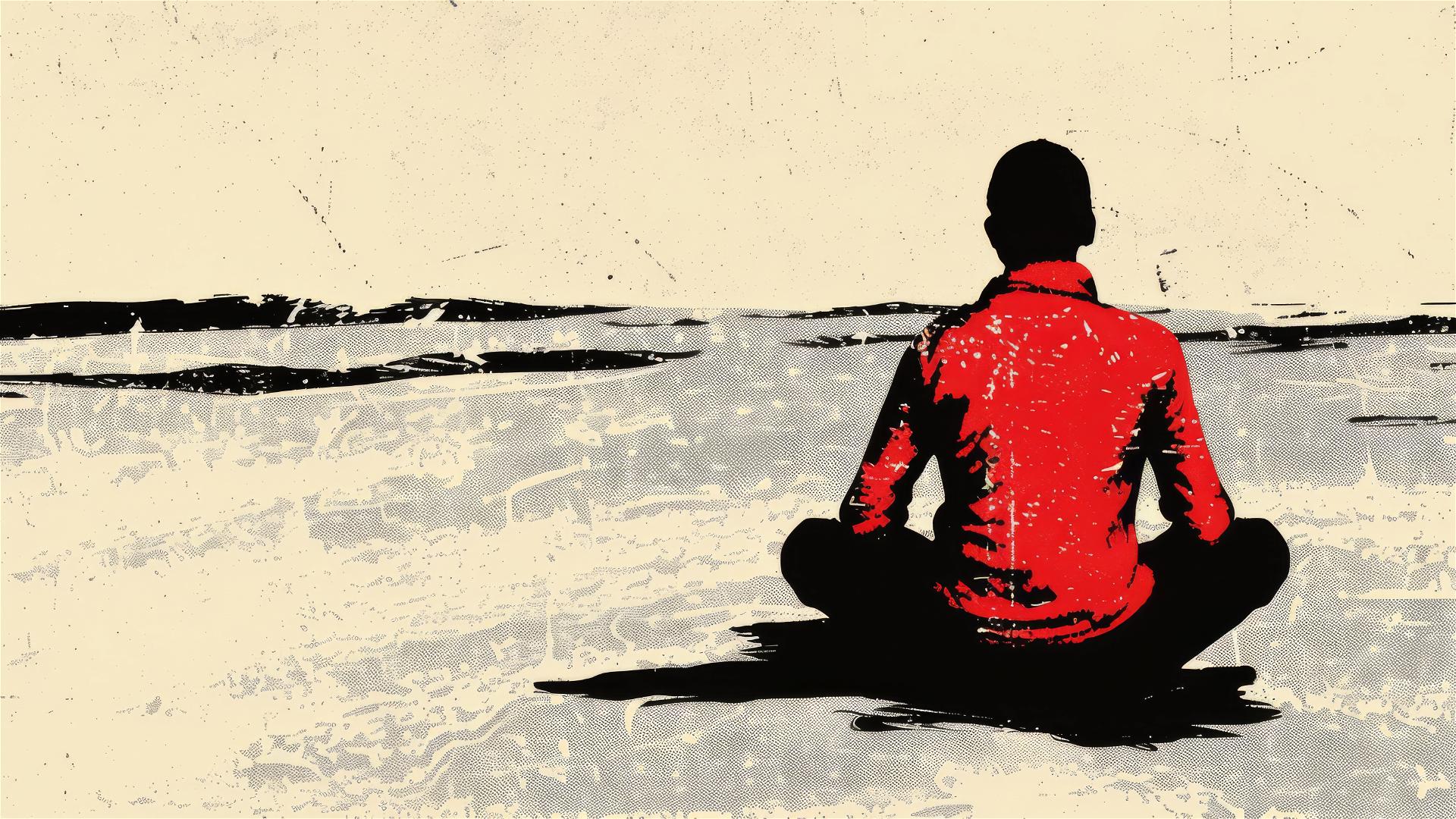 Minimalist block print illustrating the concept of not living the desired life