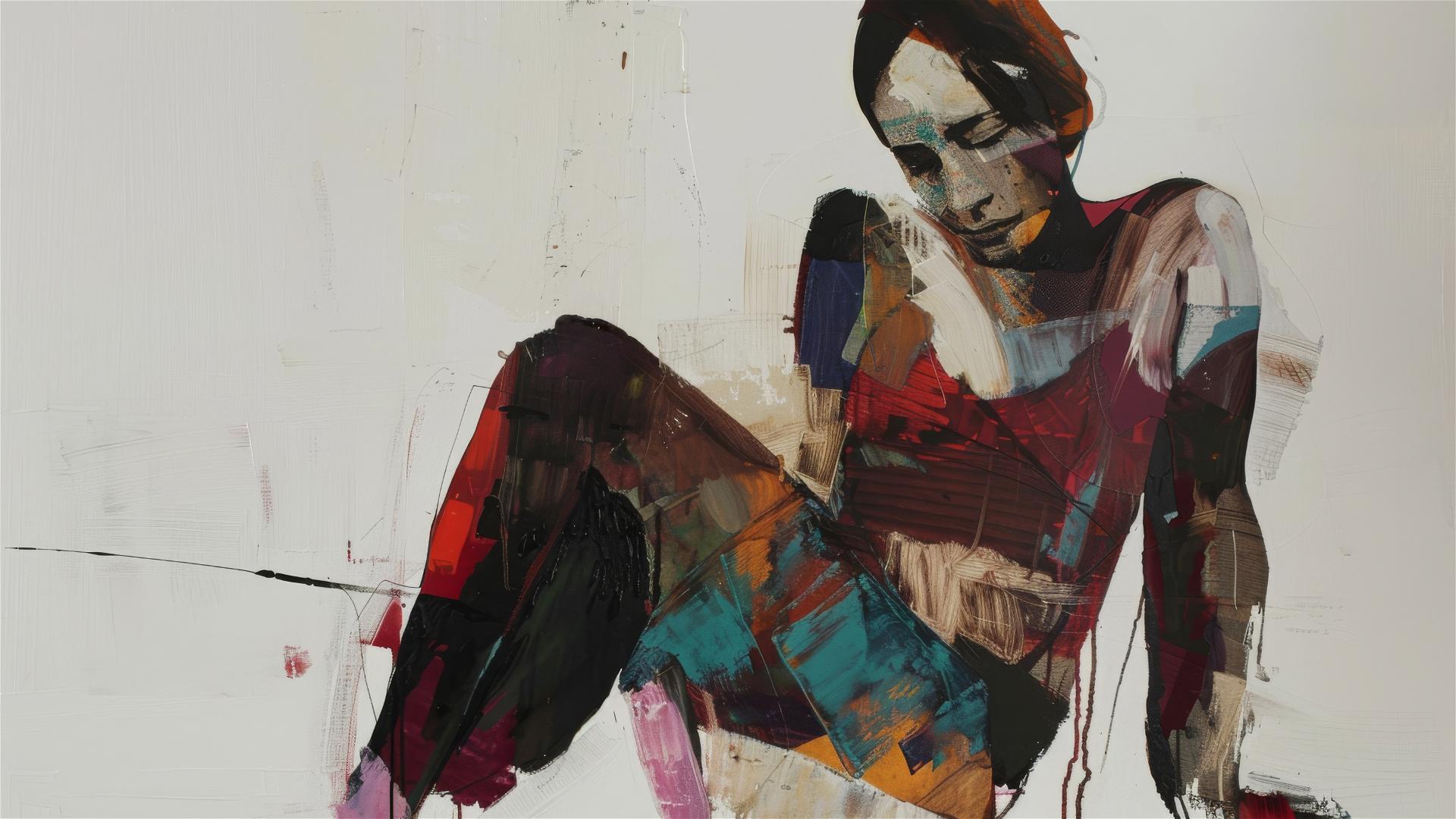 Abstract painting of a woman's full body