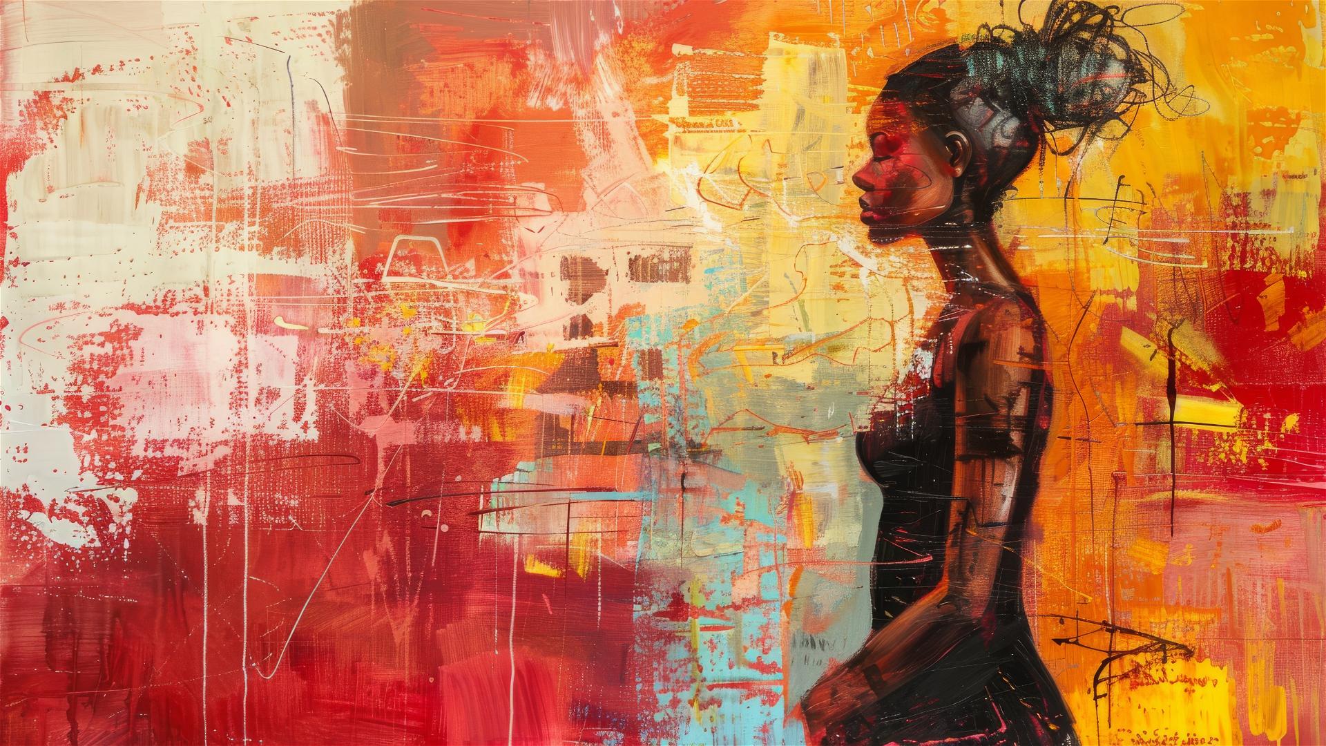 Abstract painting of a woman's full body