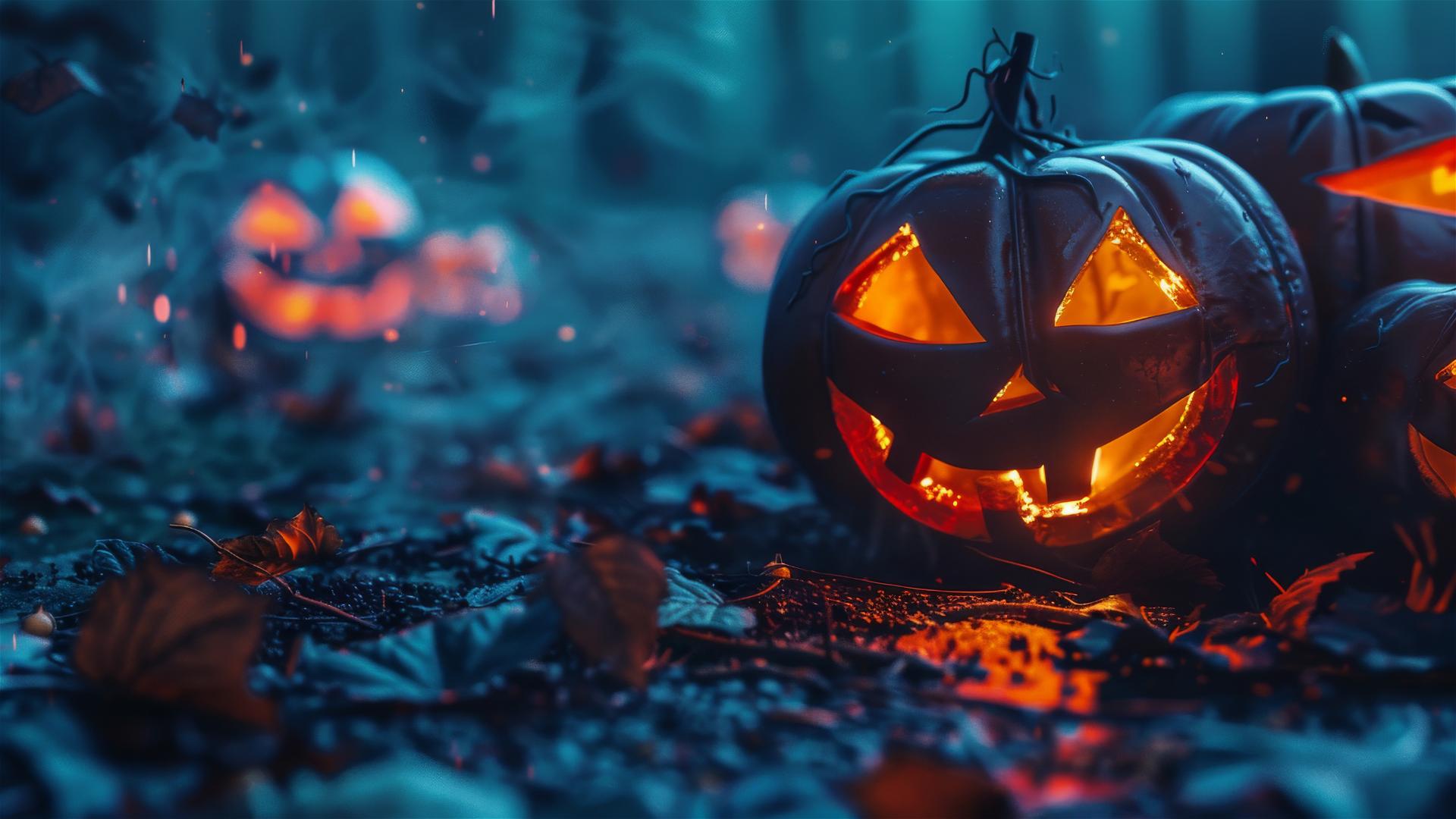 Spooky Halloween backdrop with eerie elements in 4K resolution
