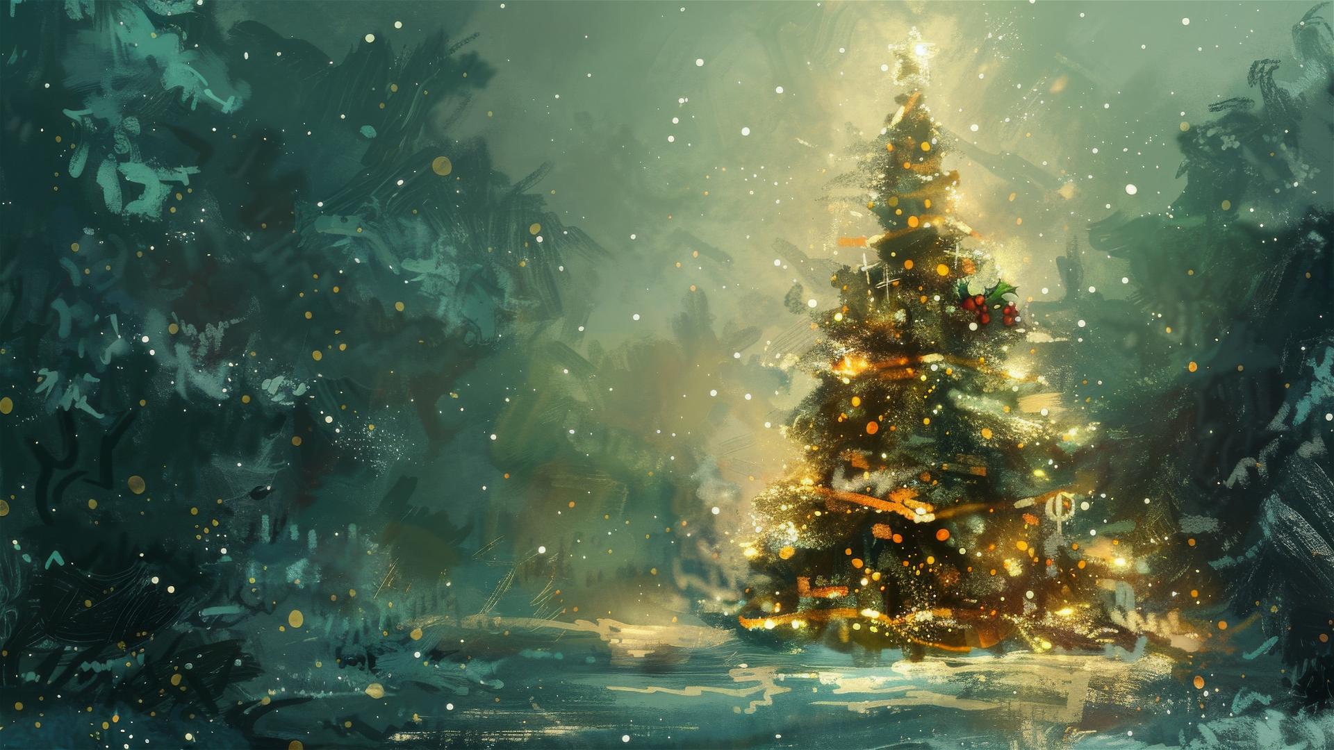Decorated Christmas tree with colorful lights