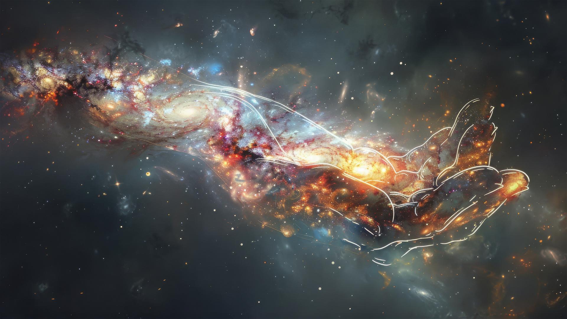 Galactic formation resembling a hand in space