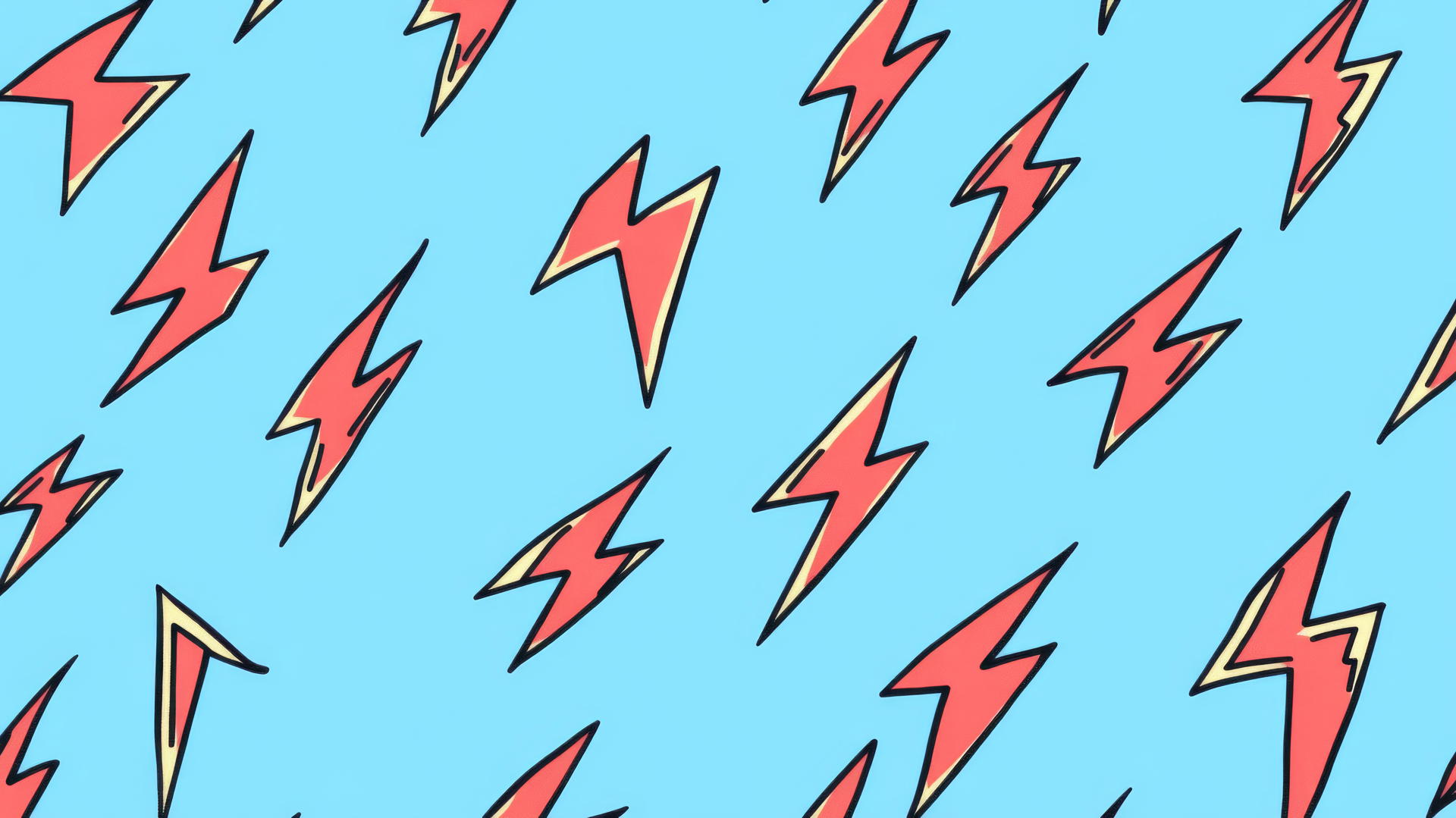 Preppy wallpaper featuring red lightning bolts on pastel blue background