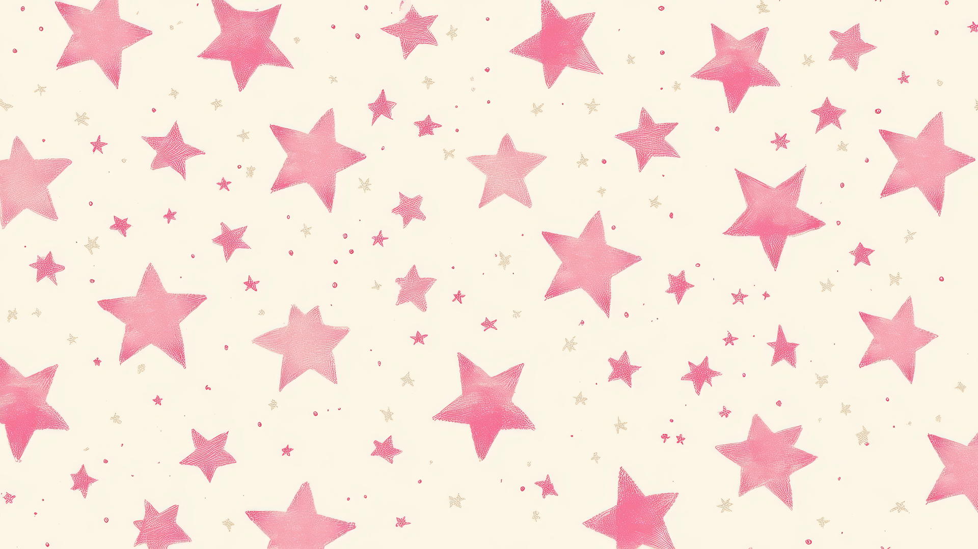 preppy wallpaper with hand-drawn pink stars on cream background