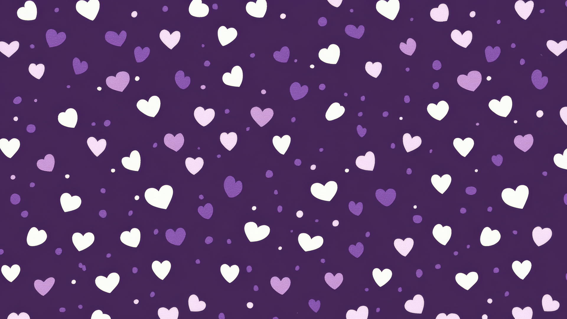 Preppy purple wallpaper with white polka dots and lavender hearts