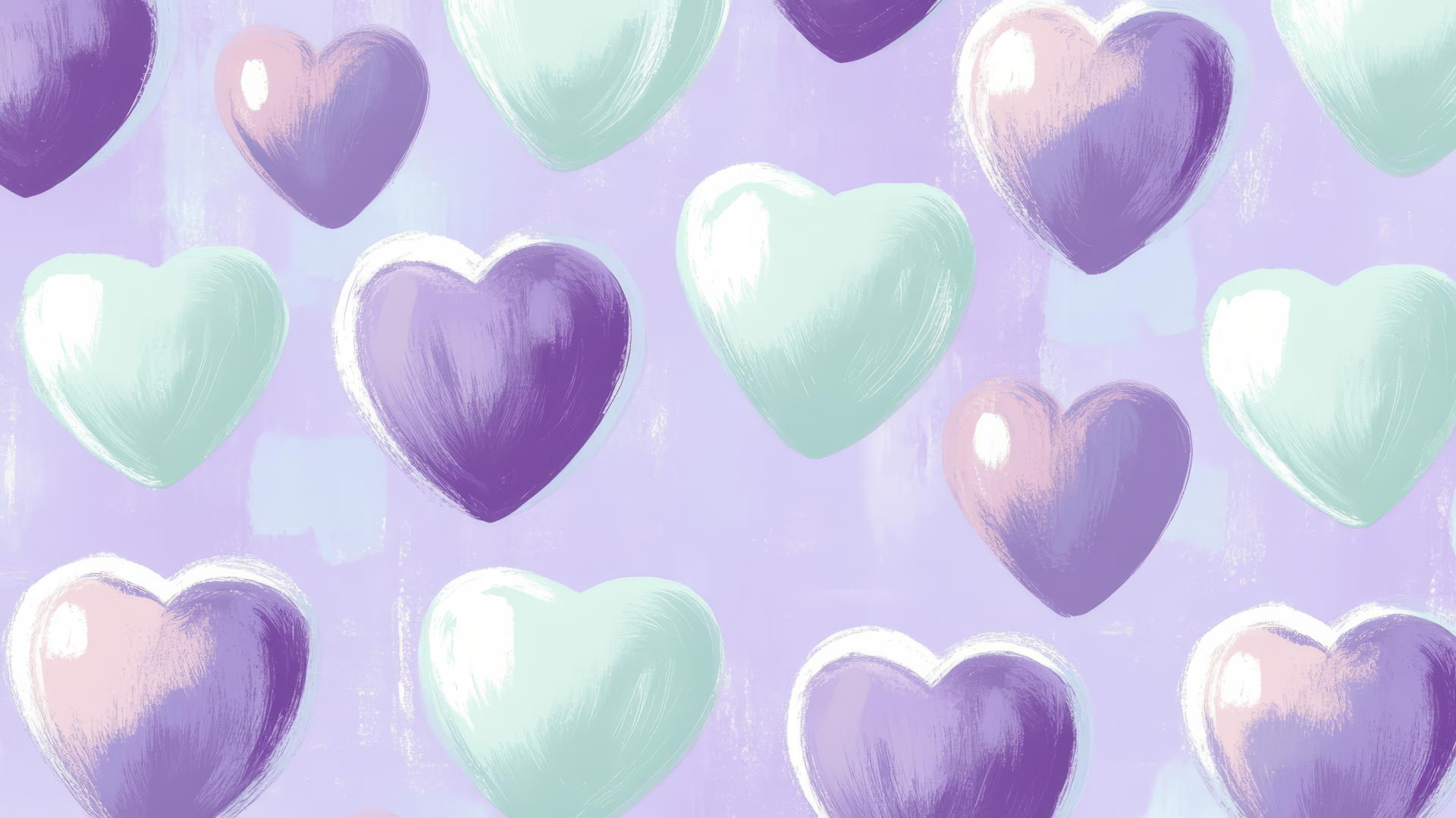 purple preppy wallpaper with purple and white striped hearts on pastel lavender background