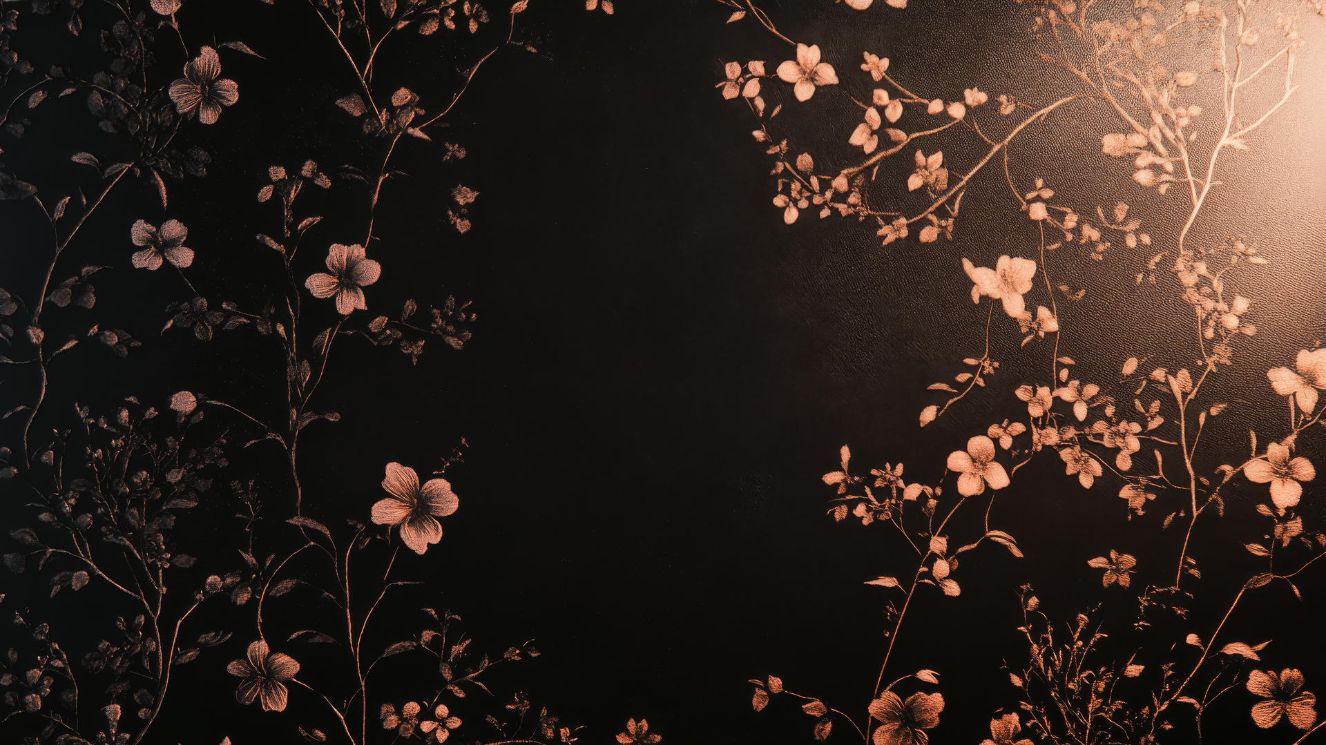 black wallpaper for girls with delicate floral patterns and subtle pink accents