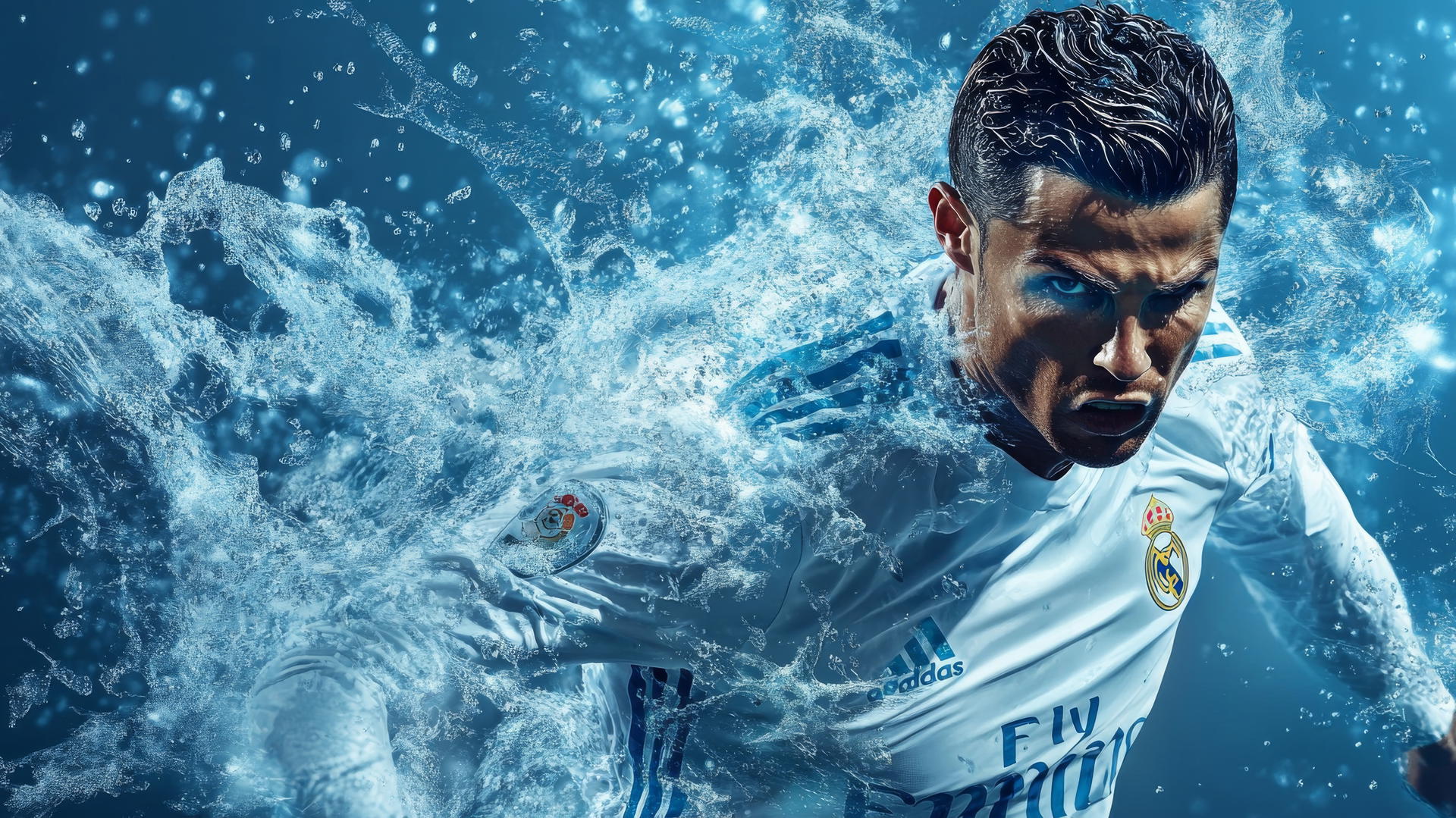cool ronaldo wallpaper 4k featuring icy action shot with blue tones