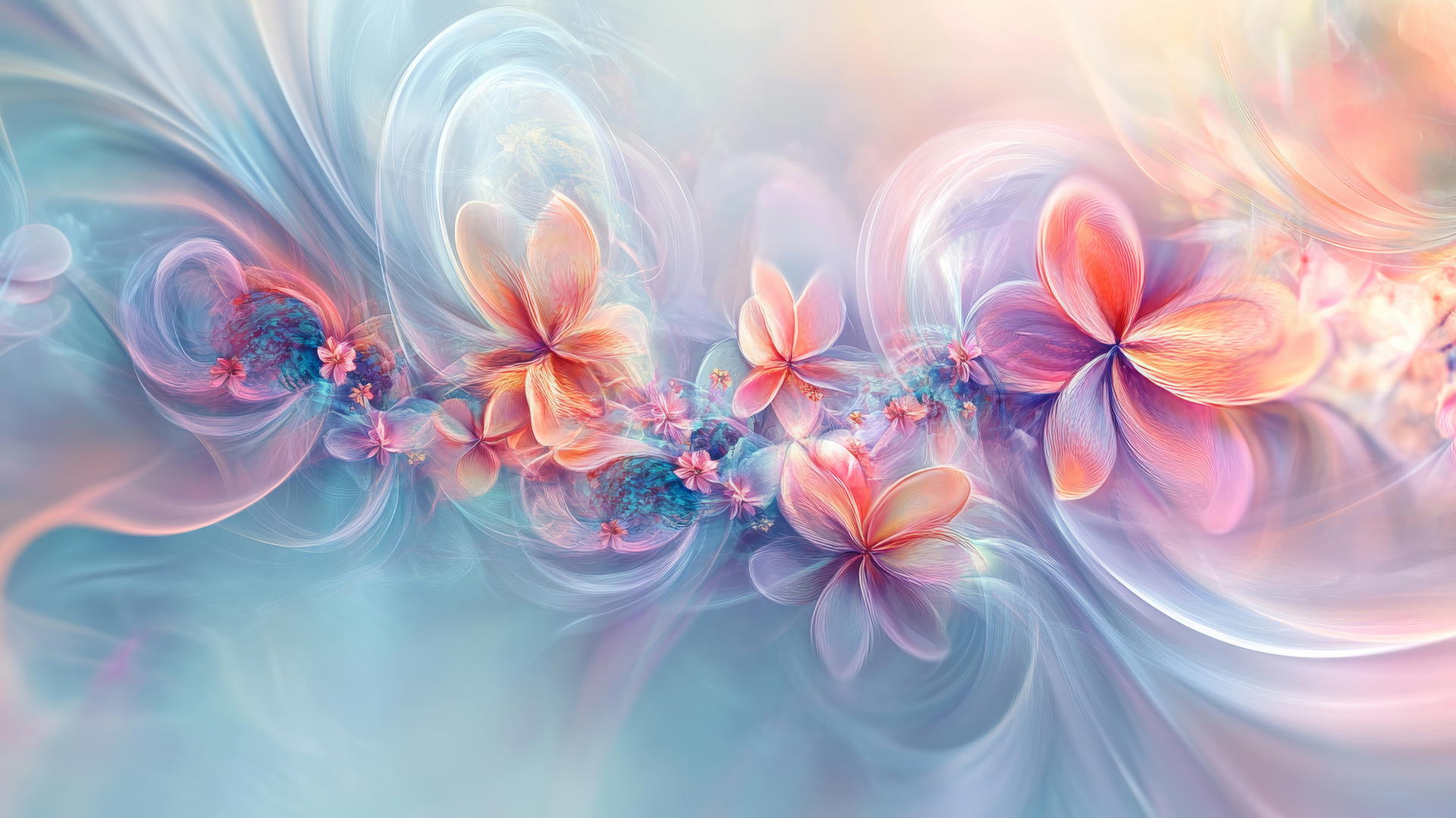 spring wallpaper with swirling floral elements and light colors