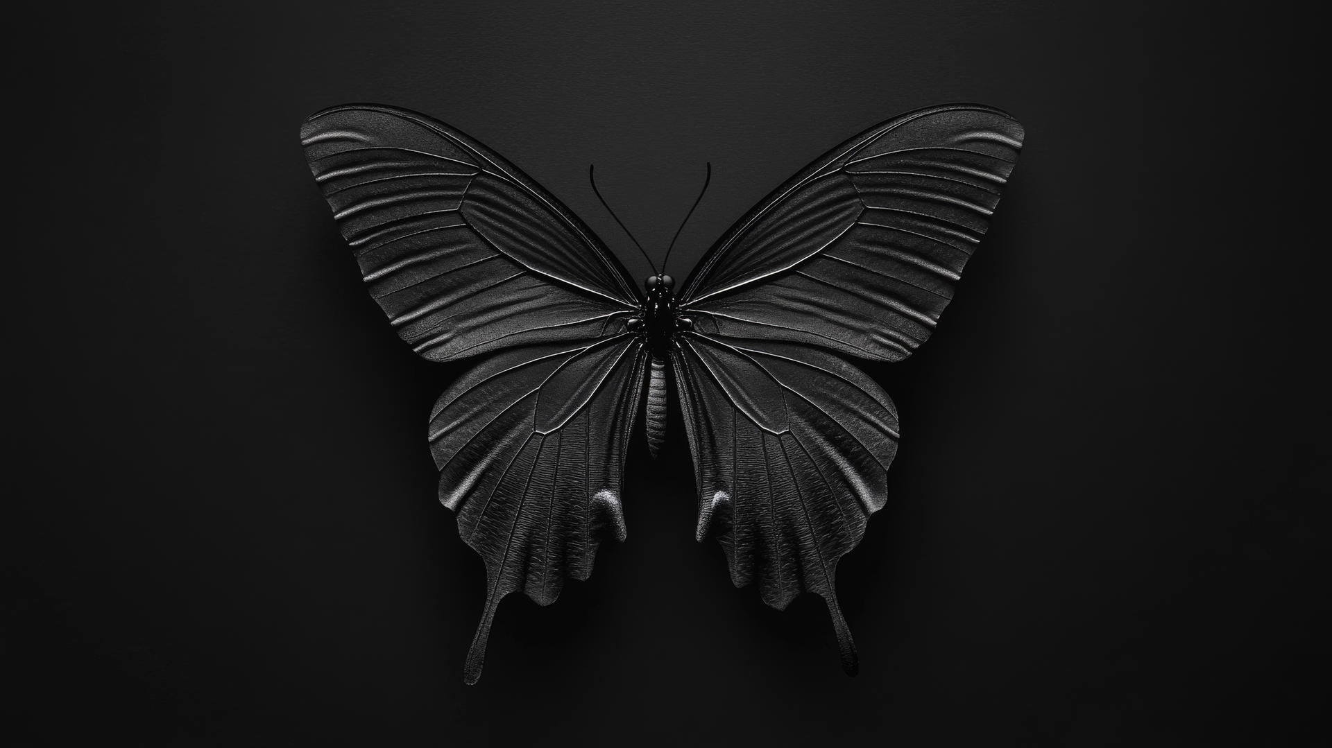 aesthetic black wallpaper with a minimalist butterfly design