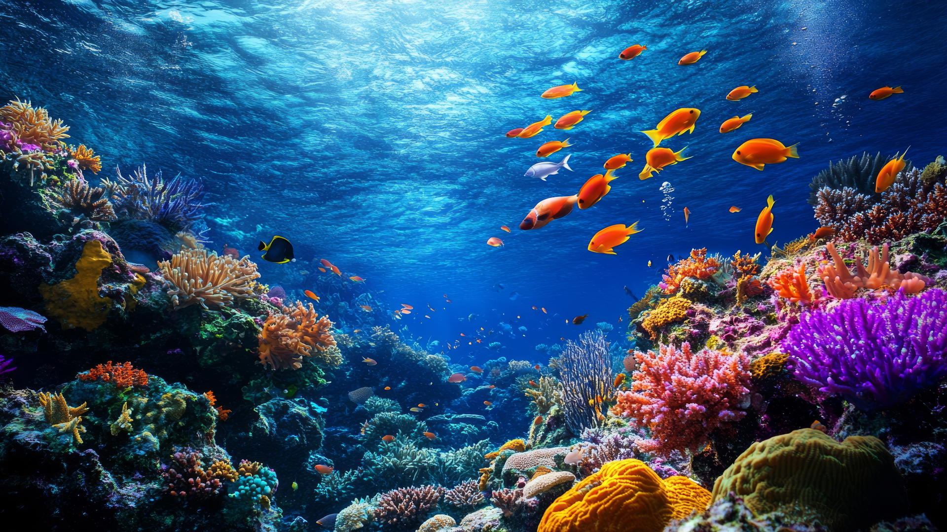 nature wallpaper with vibrant coral reef and colorful marine life
