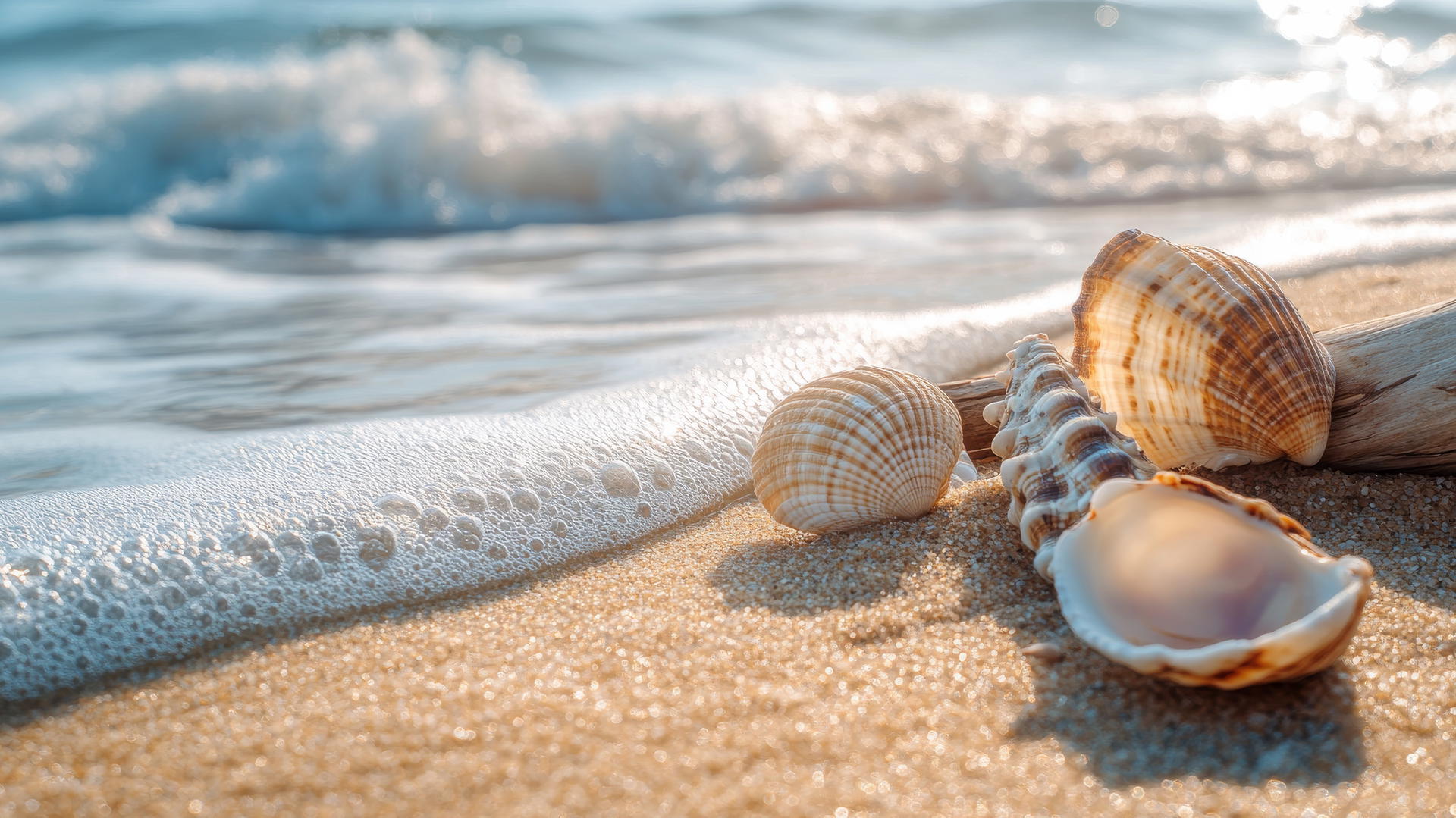 beach aesthetic wallpaper with golden sand and soft blue waters