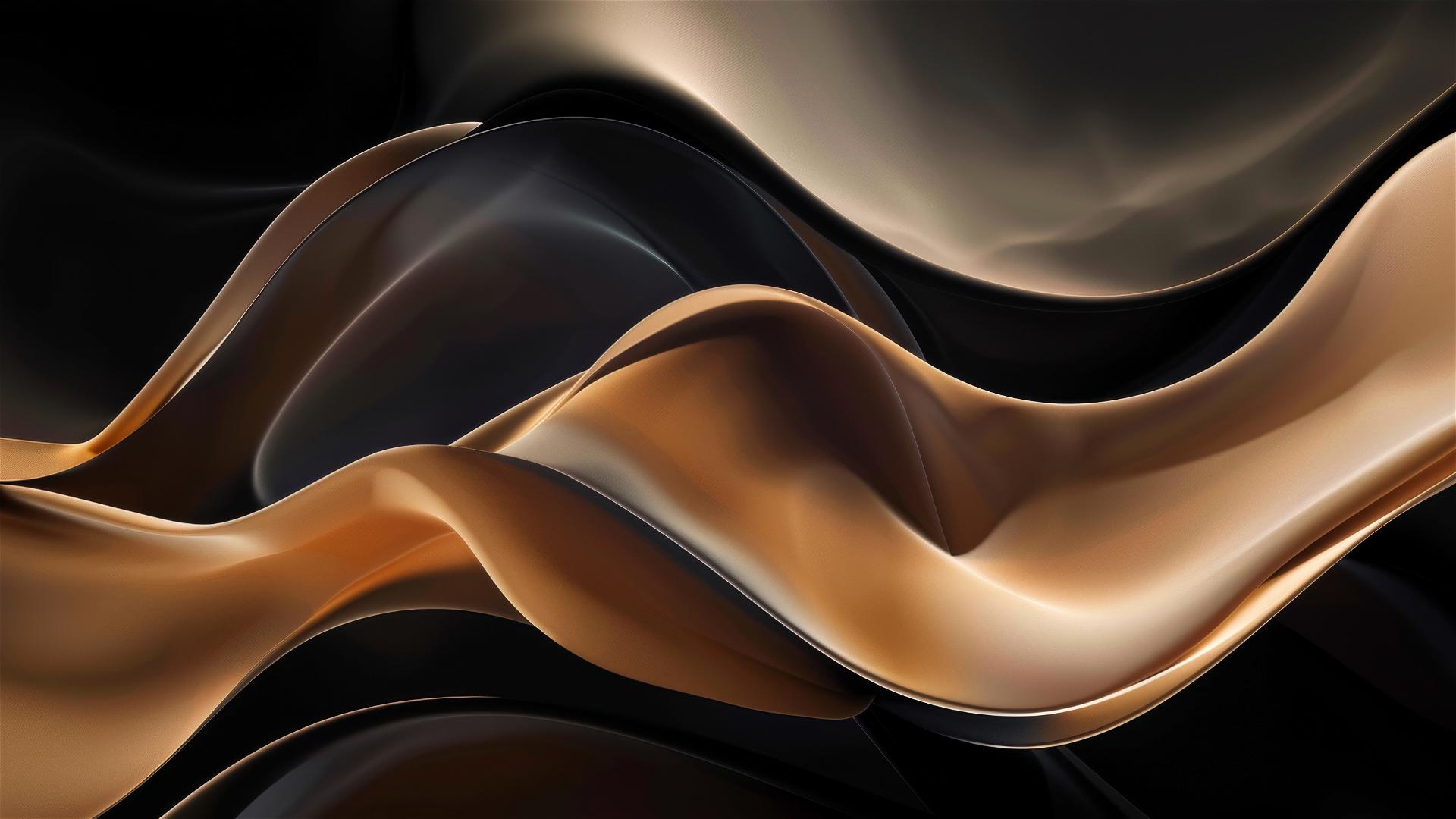 Black and tan flowing shapes on iPhone screen