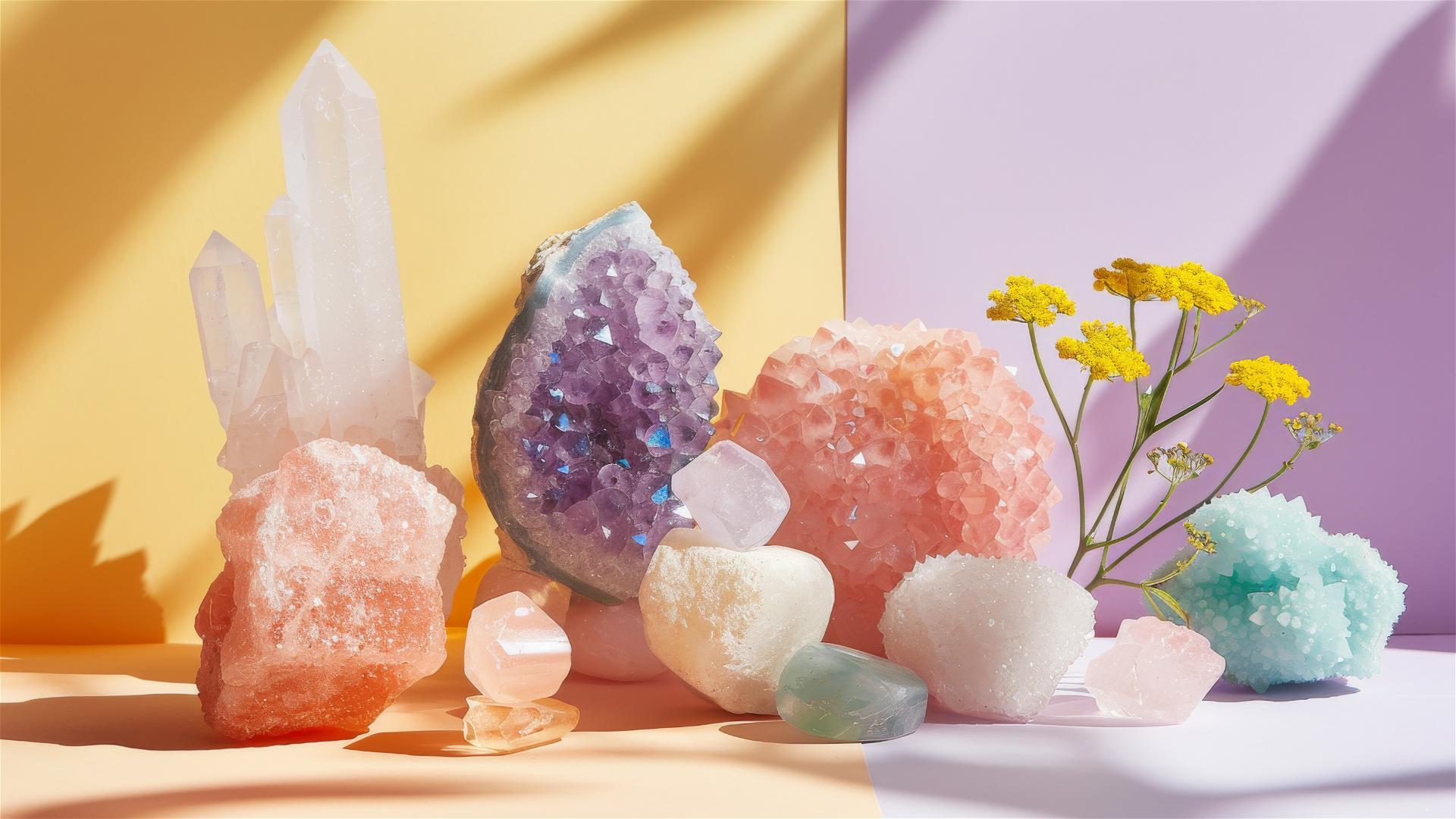 Healing crystals mockup showcasing creative direction and product styling