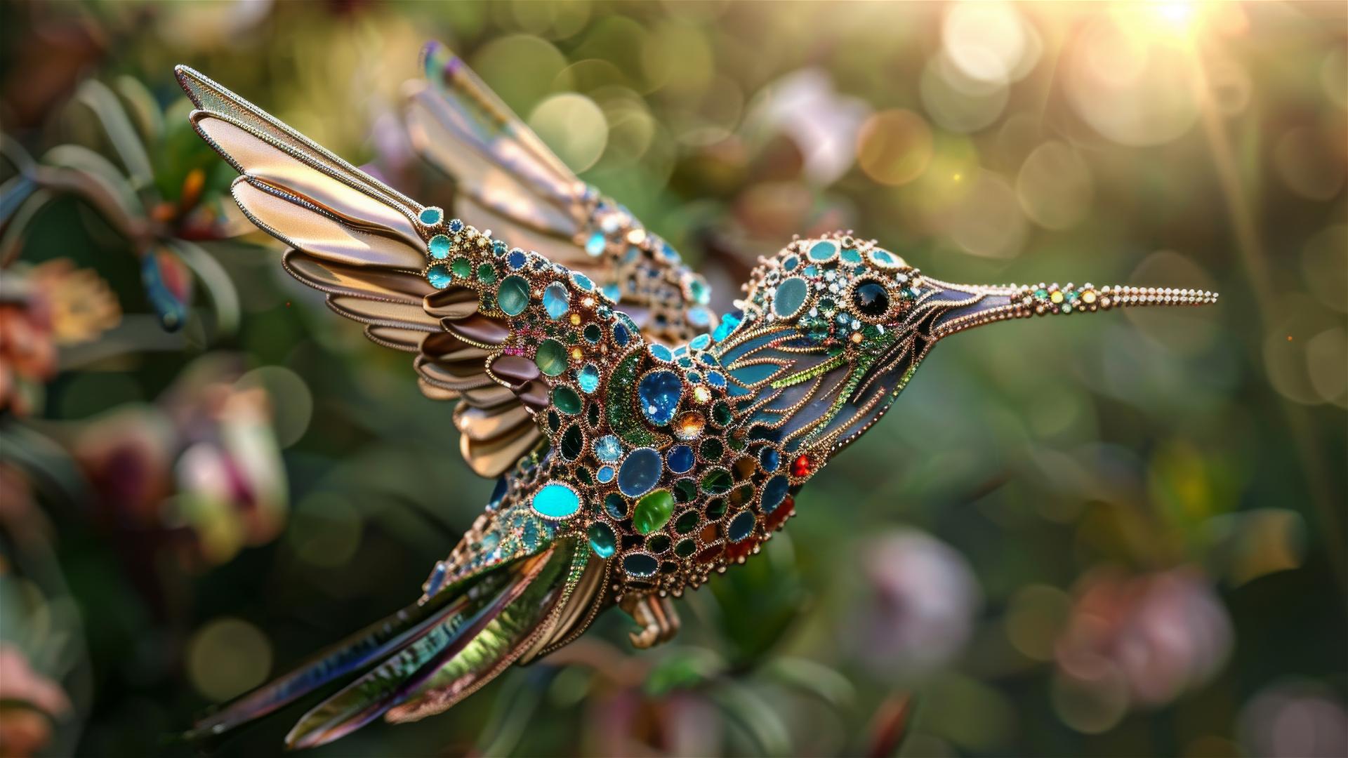 Enchanting hummingbird with gemstone sparkle