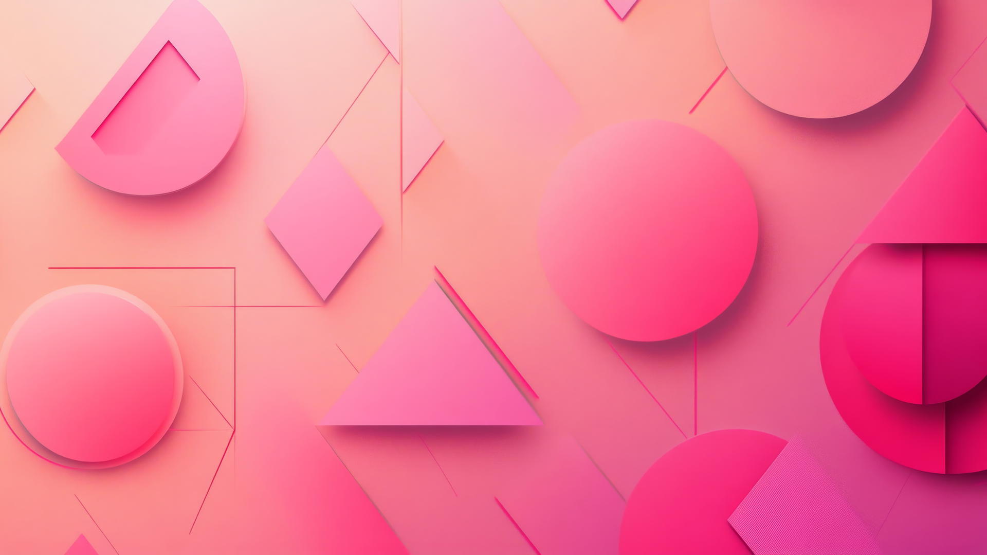 aesthetic pink wallpaper with geometric shapes on a gradient background