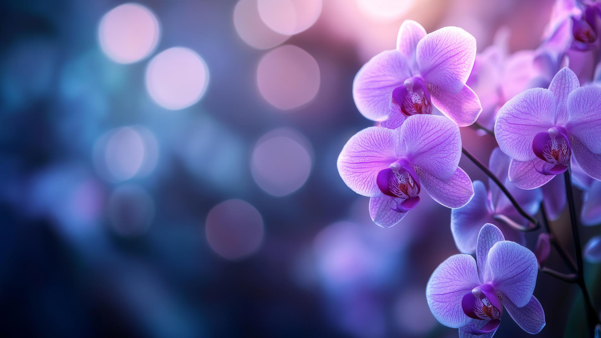 Flower nature wallpaper with close-up of purple and white orchids