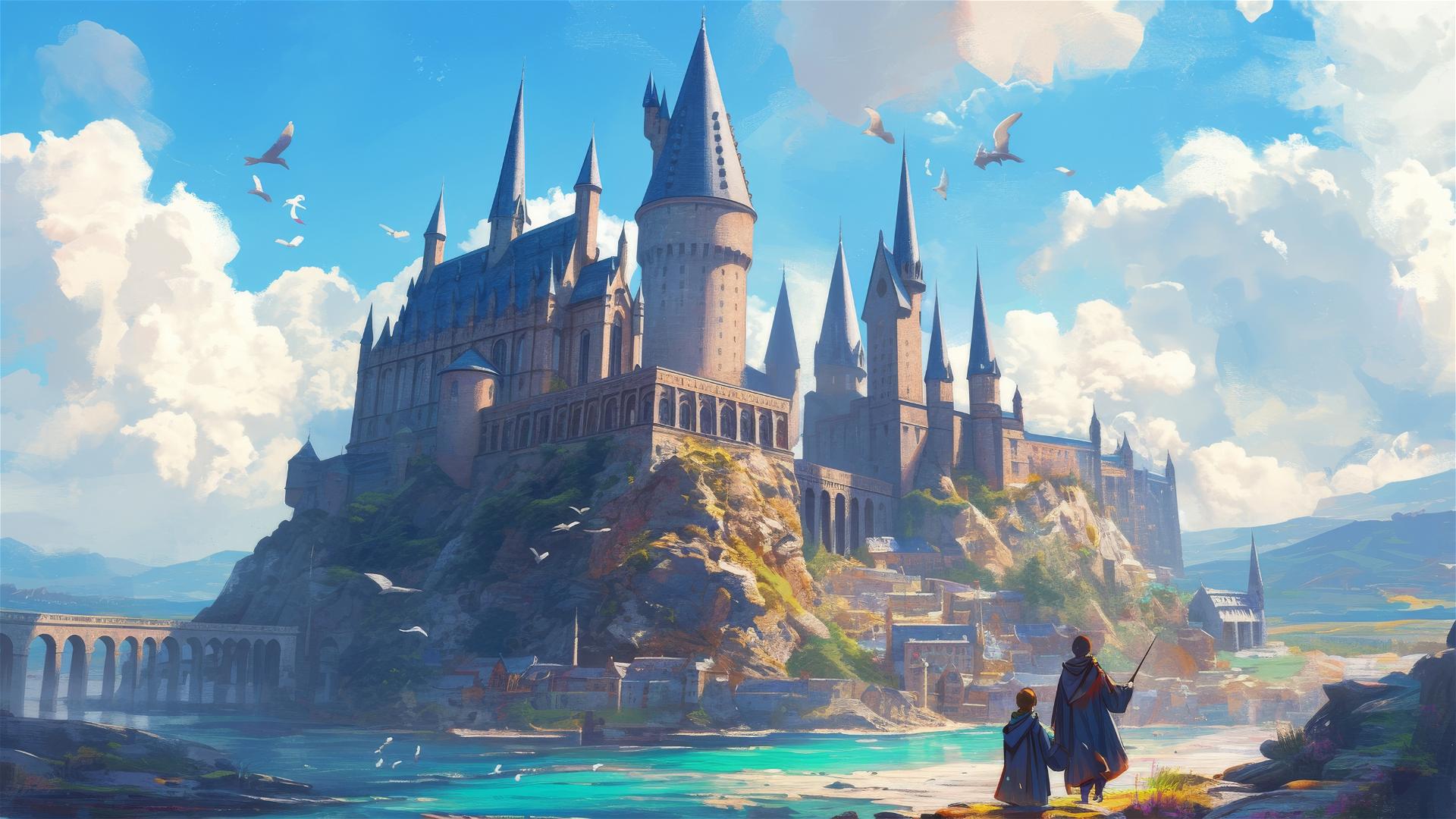Illustration of Hogwarts from Harry Potter