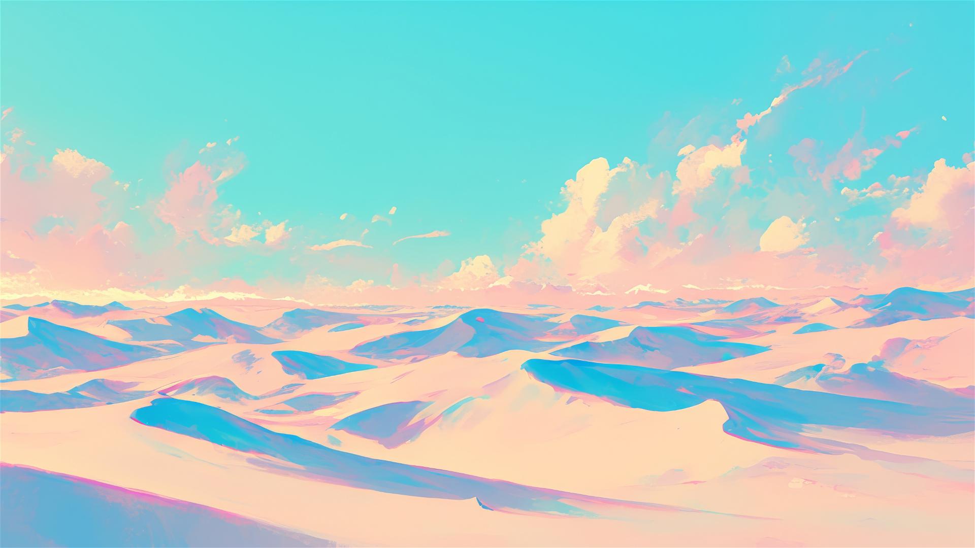 Pastel sky dunes with sand shifting colors throughout the day