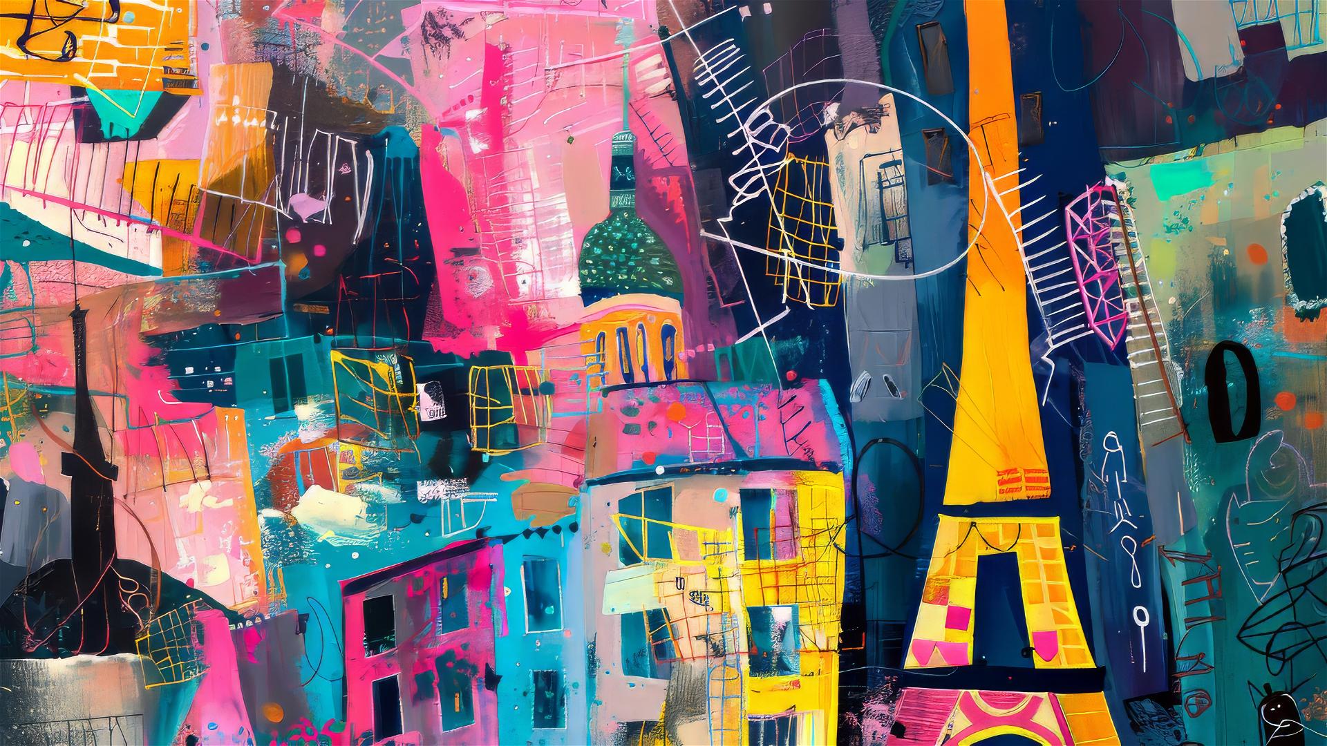Abstract art interpretation of Paris