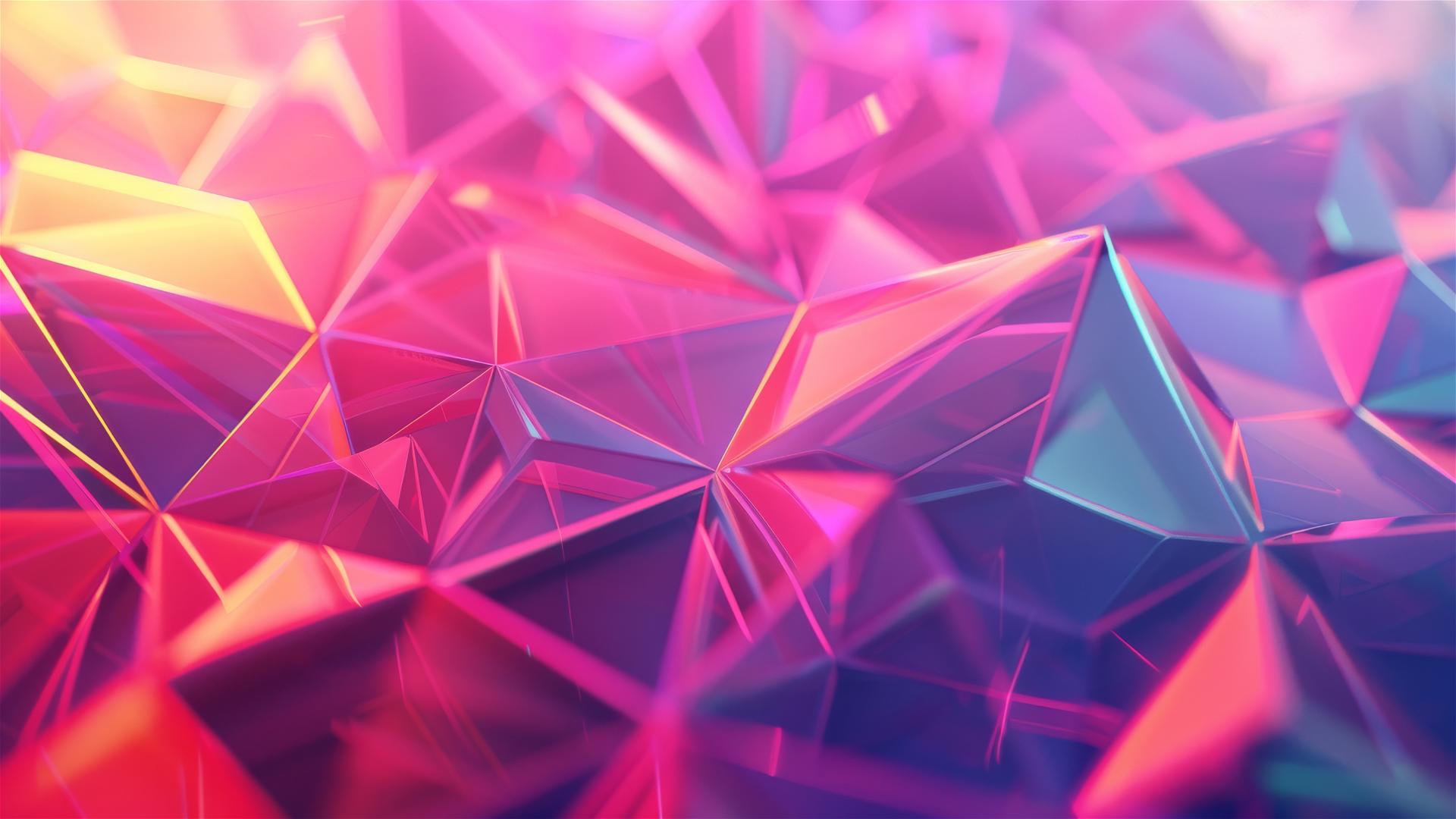Abstract design featuring lines and triangles with a colorful backdrop and cinematic lighting in 4K