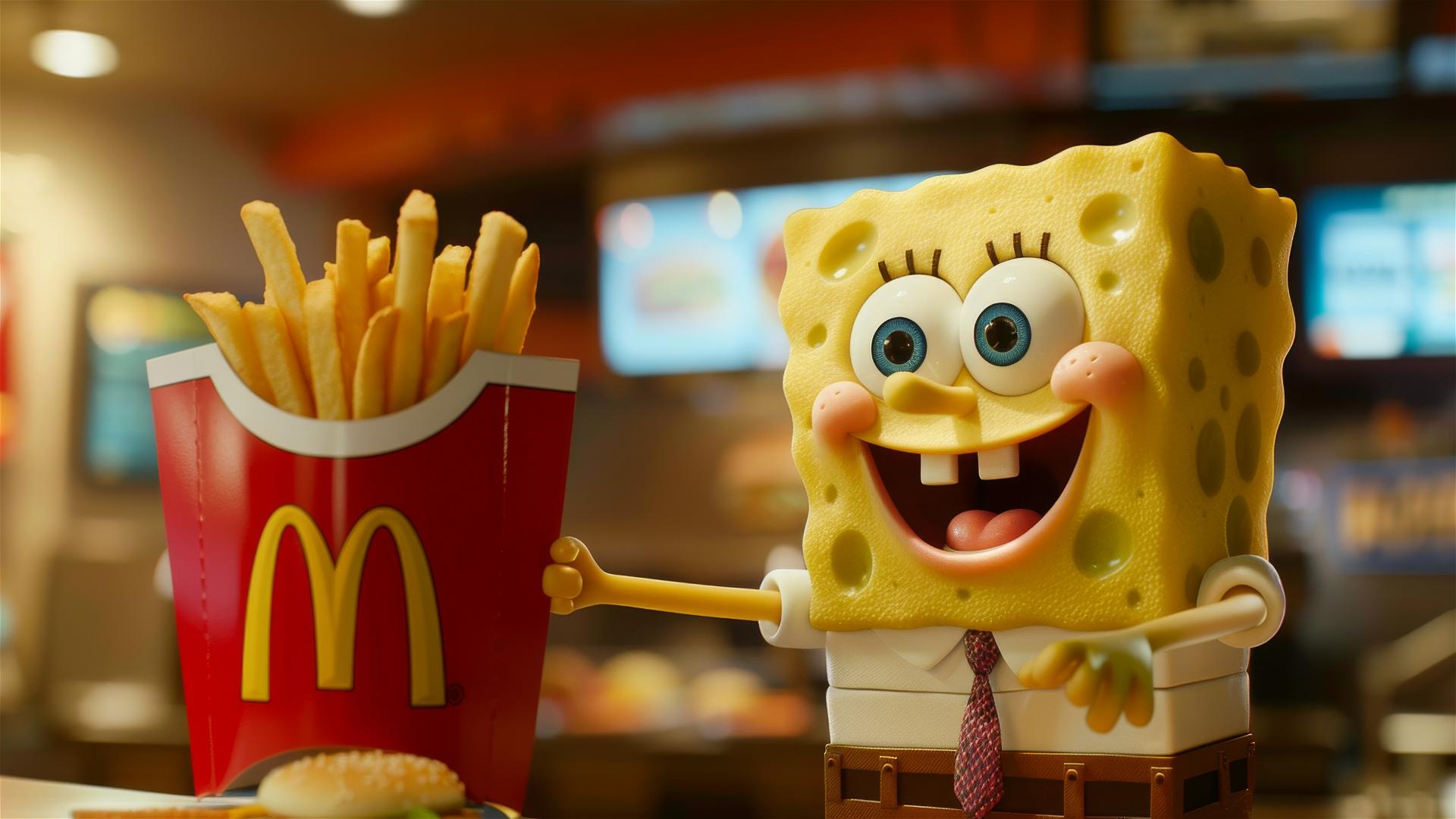 SpongeBob working at a real-life McDonald’s