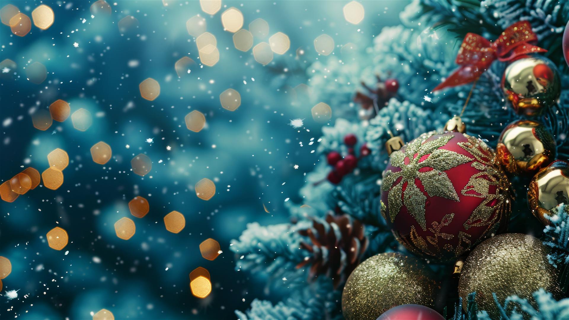 Christmas-themed background with festive elements in 4K resolution