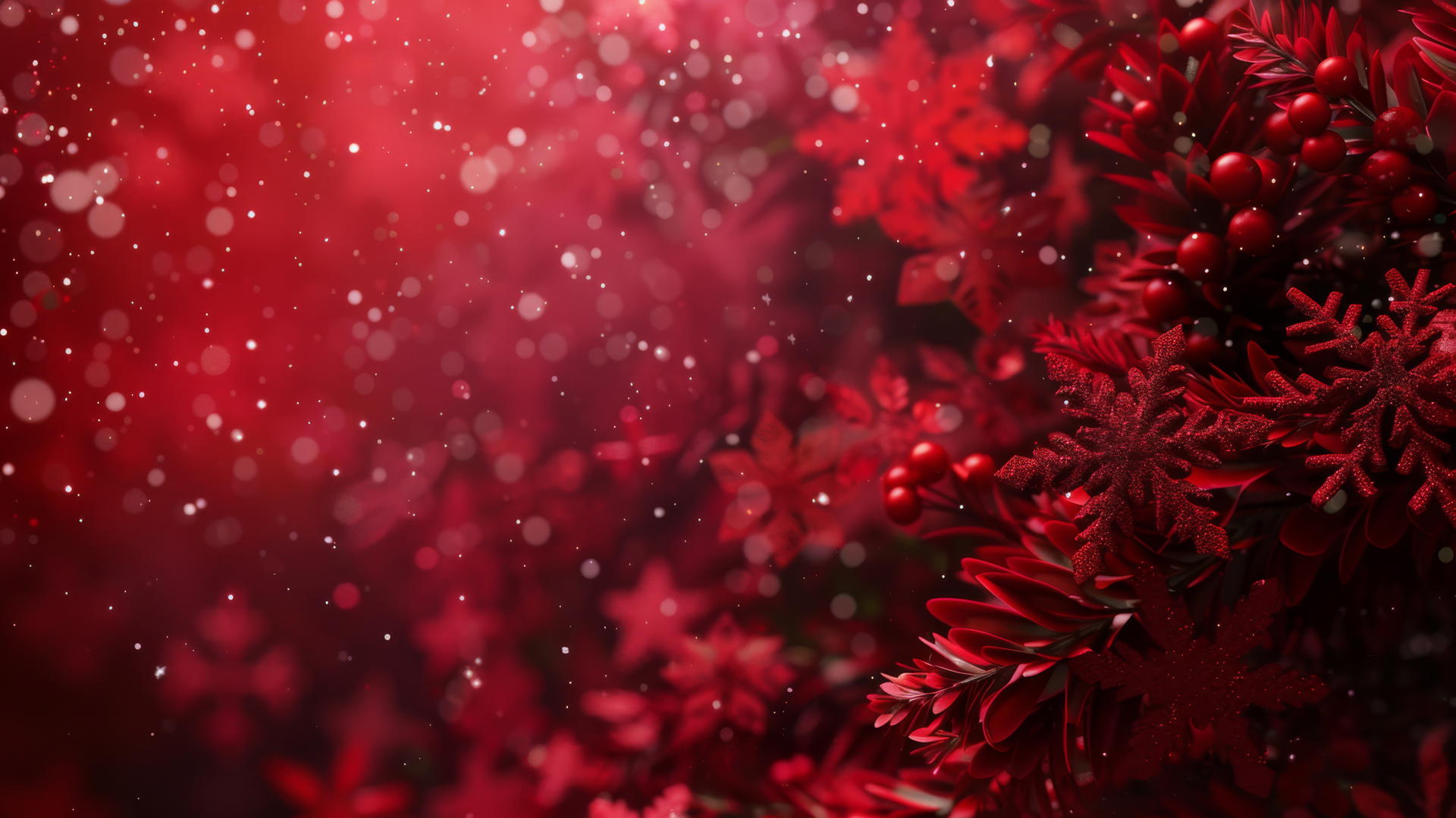 Festive Christmas background with dominant red hues in 4K resolution