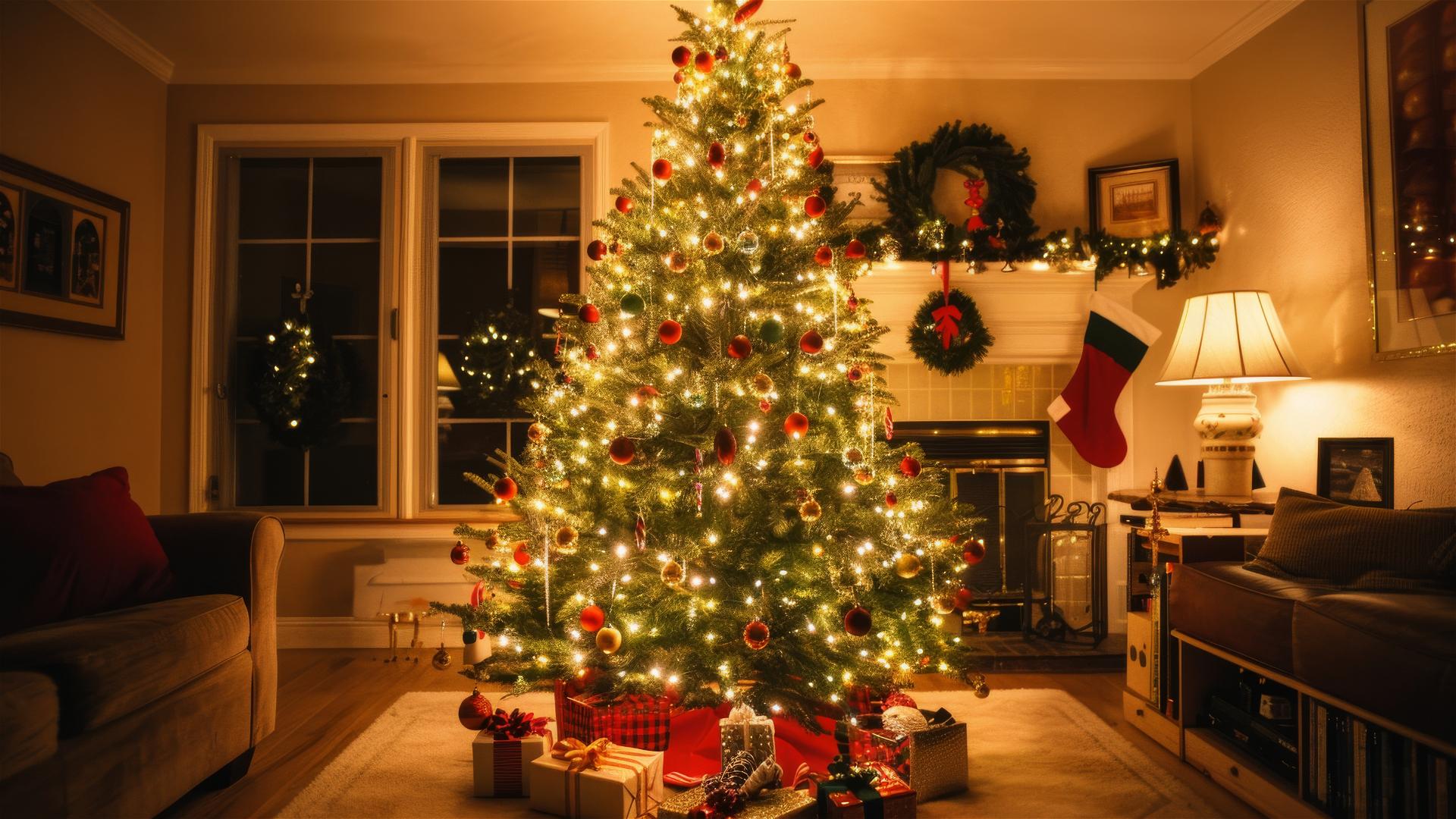 Colorful Christmas tree decorated