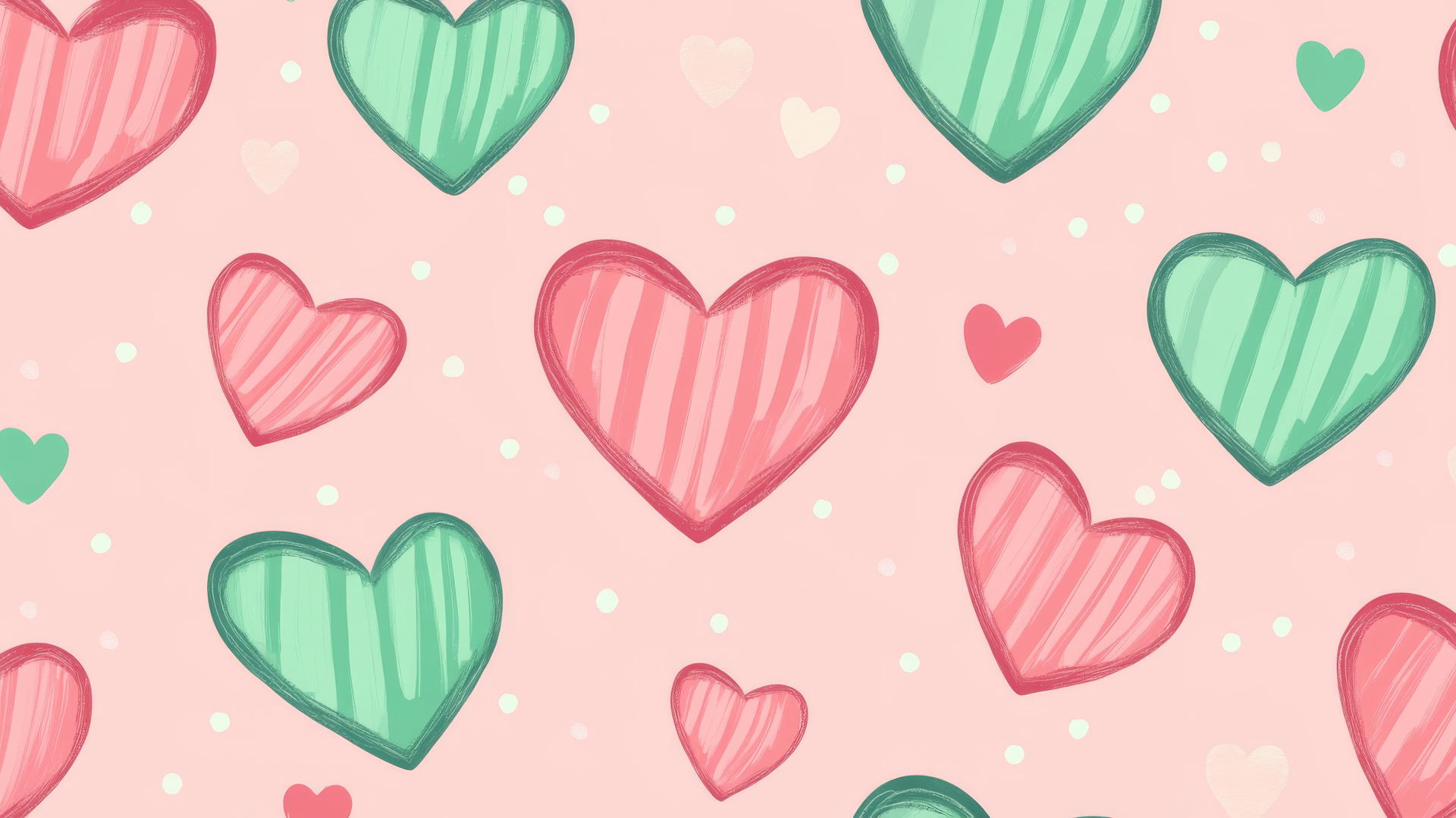 pink preppy wallpaper with pink and green hearts, pastel backgrounds