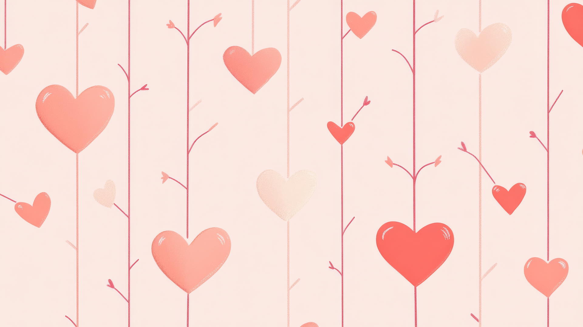 preppy valentines wallpaper with heart maze and arrows on light pink