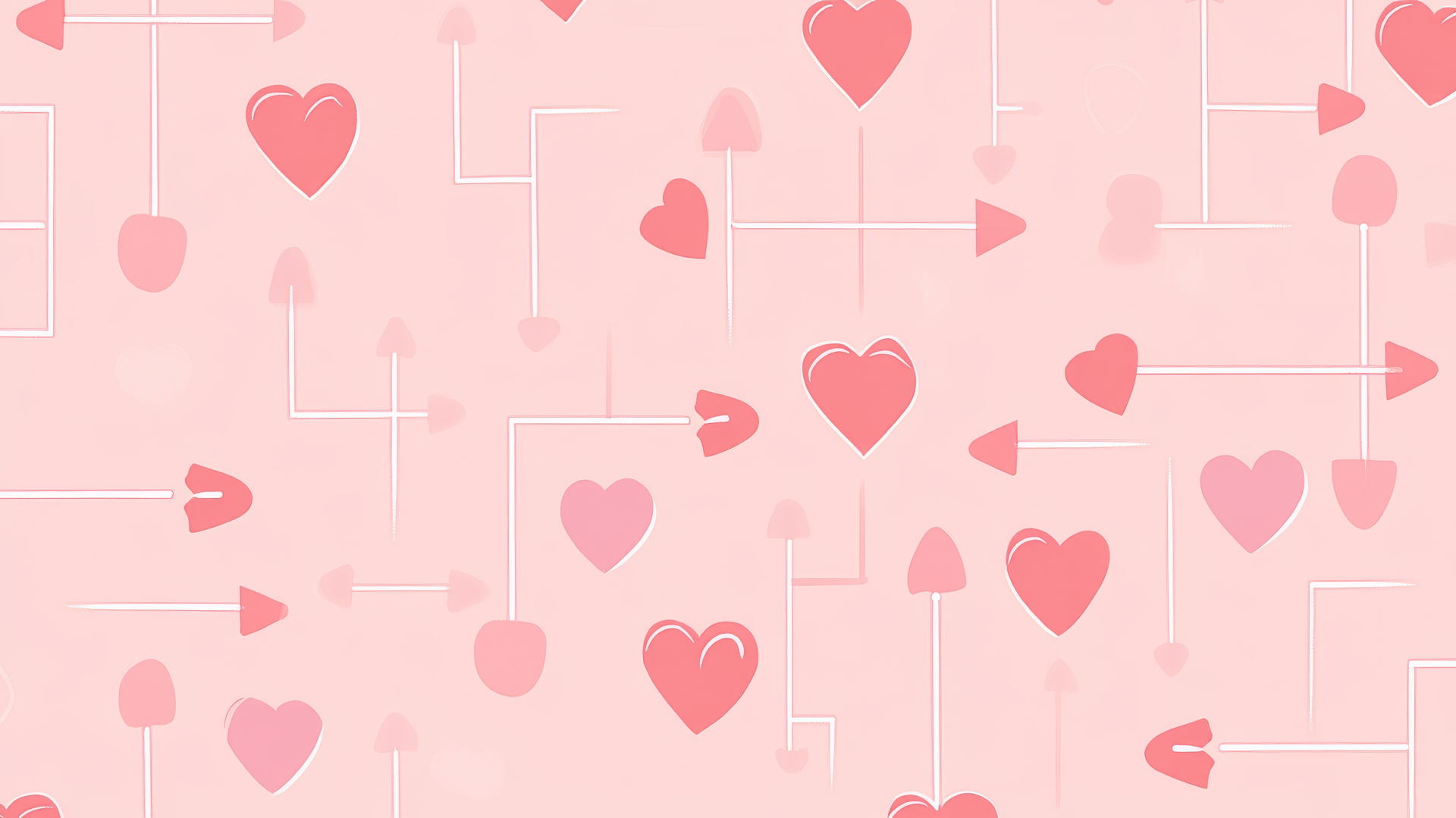 preppy valentines wallpaper with heart maze on pink background