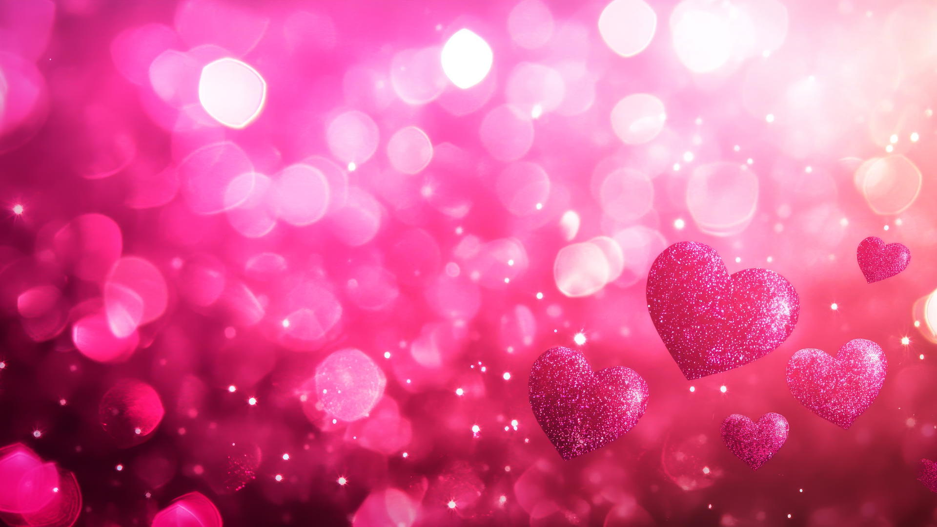 A cute hot pink wallpaper with tiny flaming hearts and sparkles