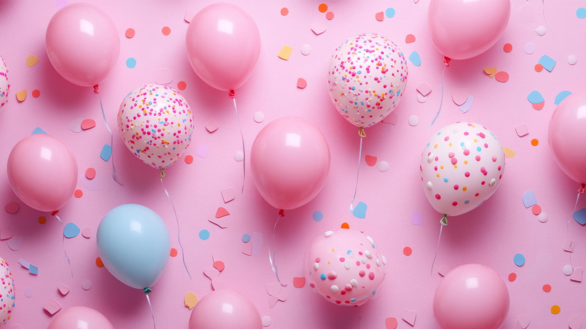 pink wallpaper cute with tiny pastel balloons and confetti