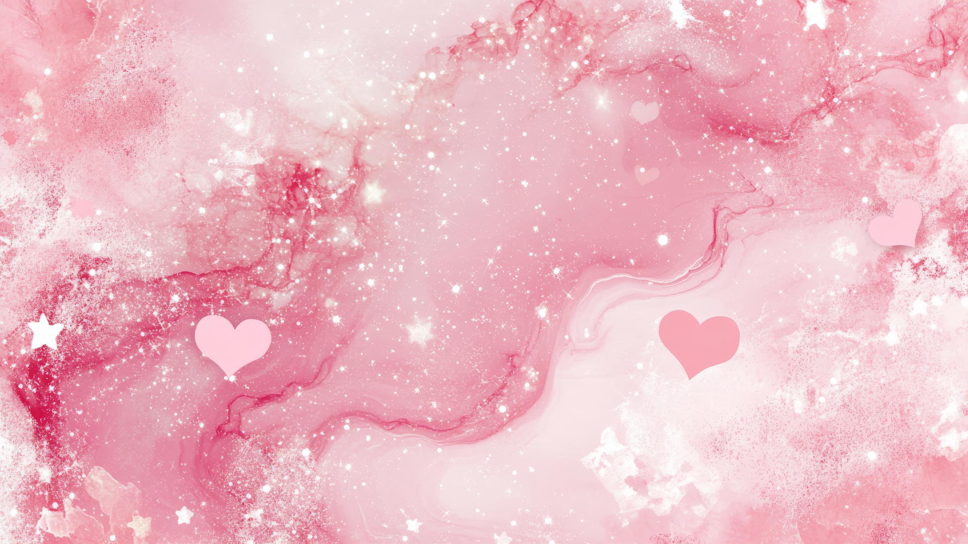 cute pink aesthetic wallpaper with marble texture, hearts, and stars