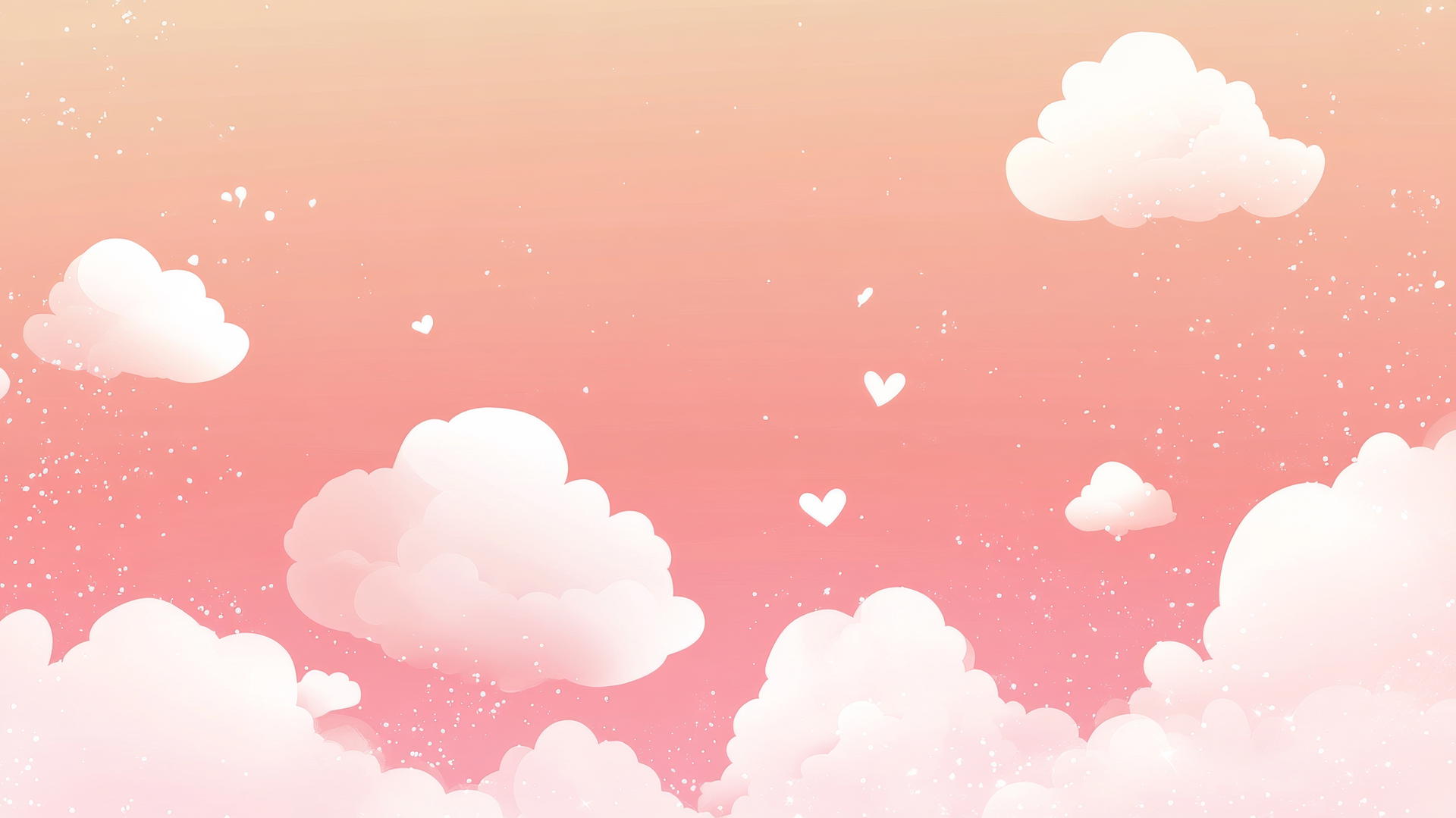cute pink wallpaper with white clouds and tiny hearts