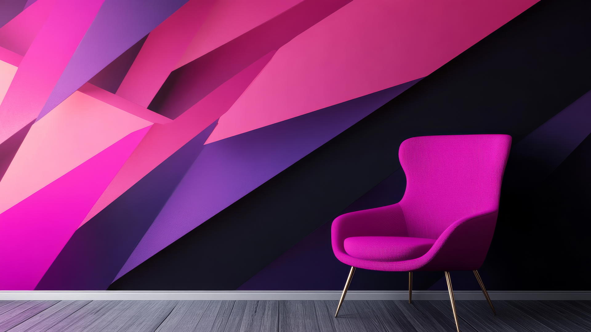 black wallpaper for girls with sleek geometric pink and purple shapes