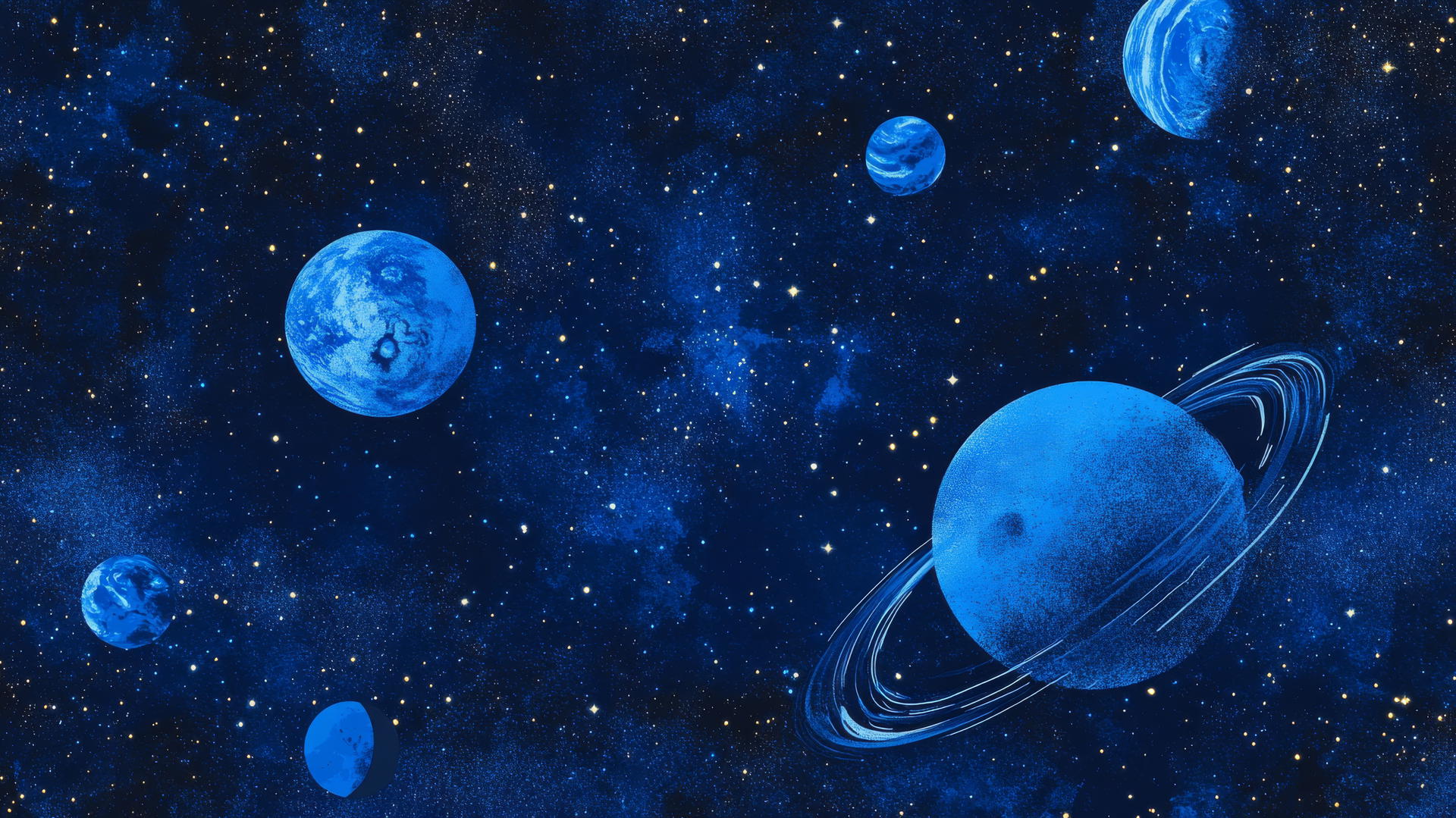 wallpaper blue celestial tapestry with planets, stars, and constellations