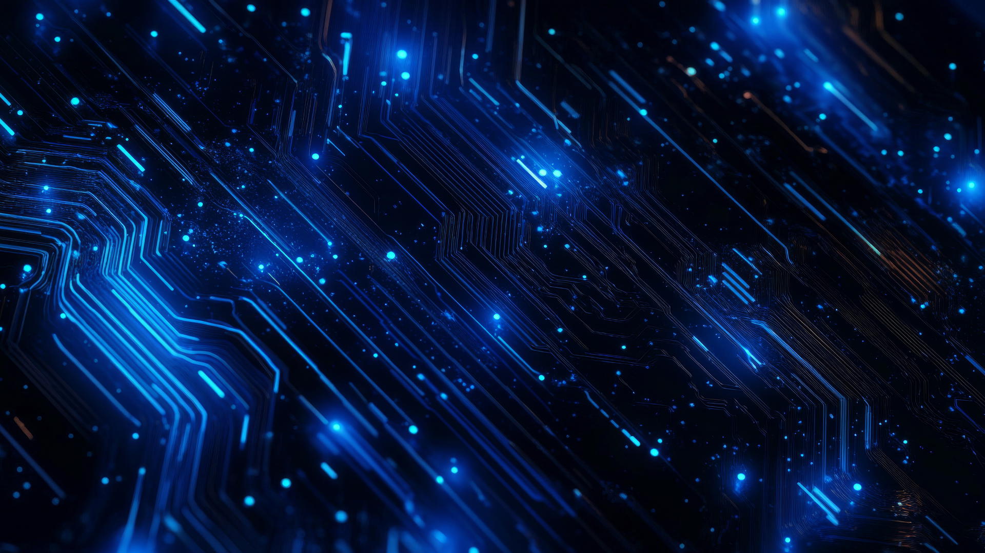 Futuristic royal blue wallpaper with glowing circuit design