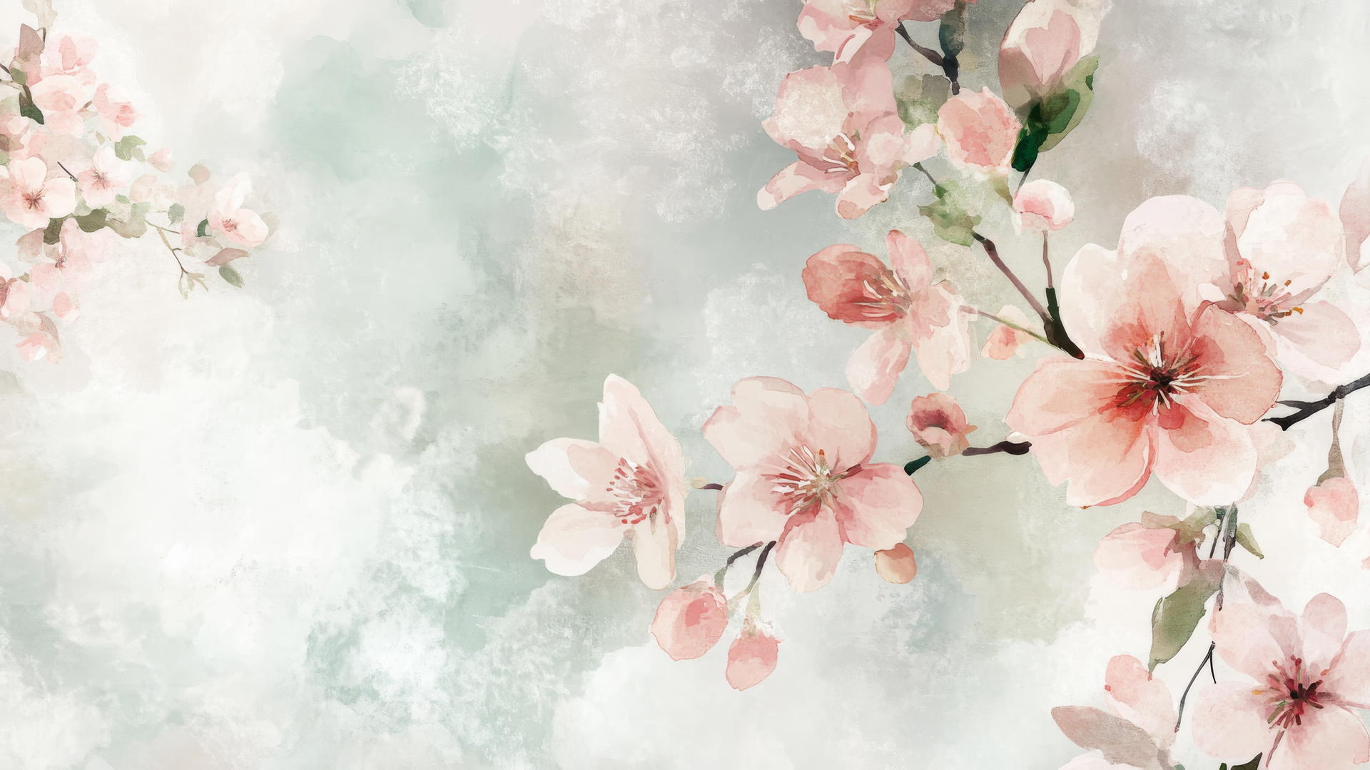 spring aesthetic wallpaper with pastel floral patterns and light brush strokes