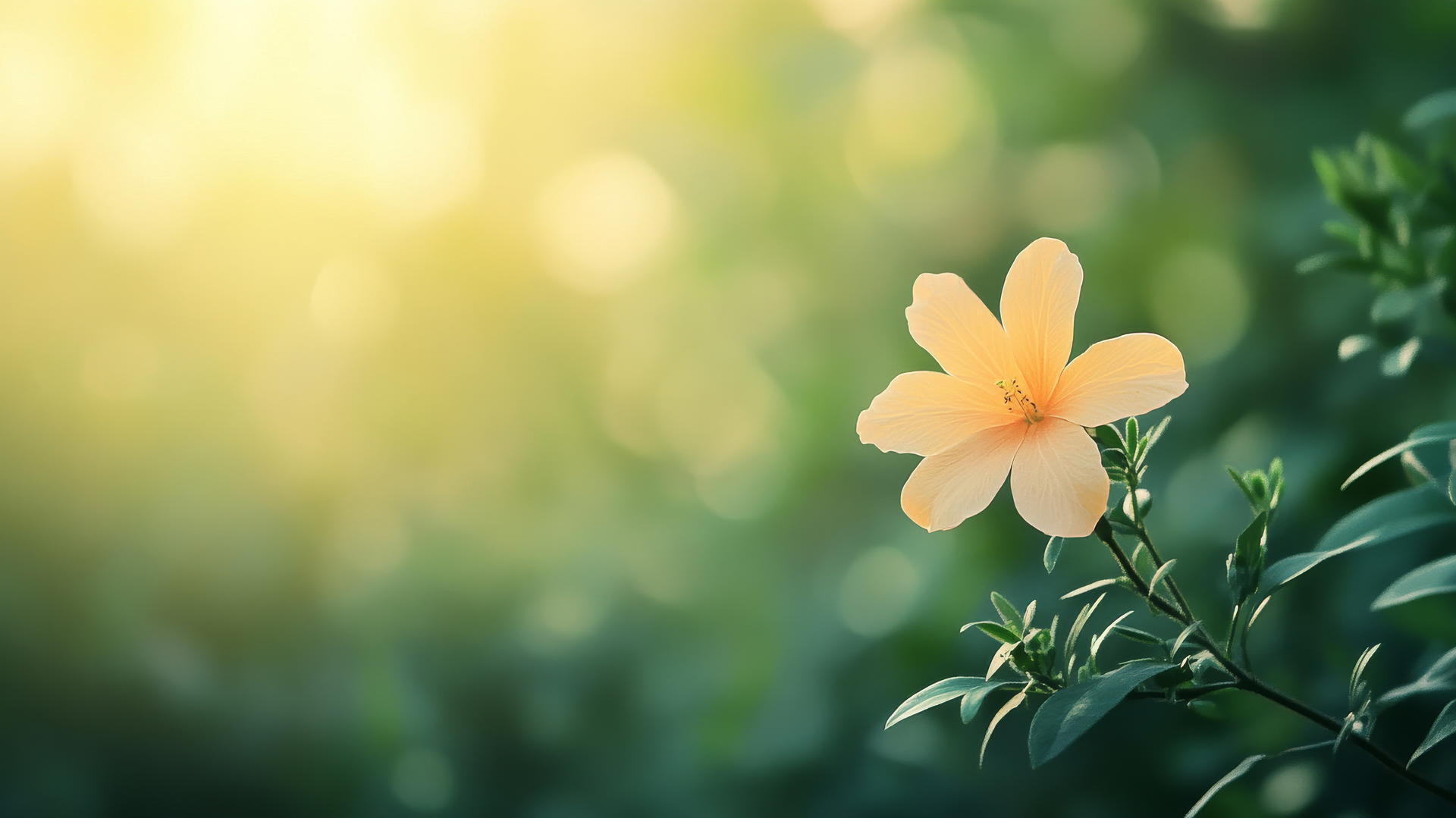 spring flowers wallpaper with a single bloom and blurred greenery
