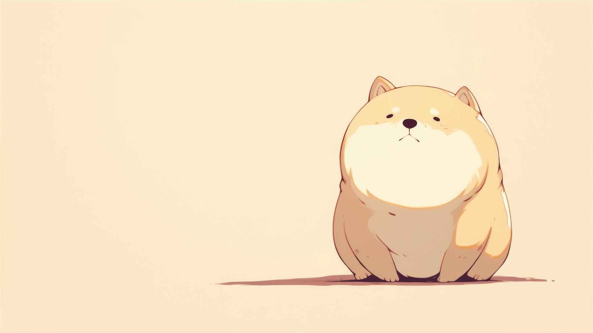 Minimalistic chubby dog in 8K detail