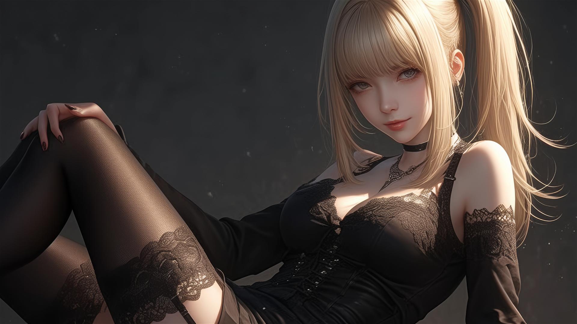 Isolated Misa Amane in spotlight with dark background