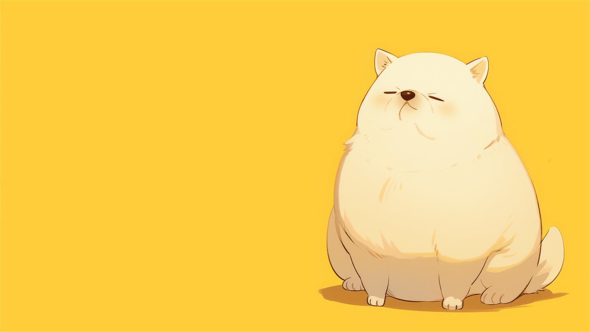 Minimalistic chubby dog design in 8K detail