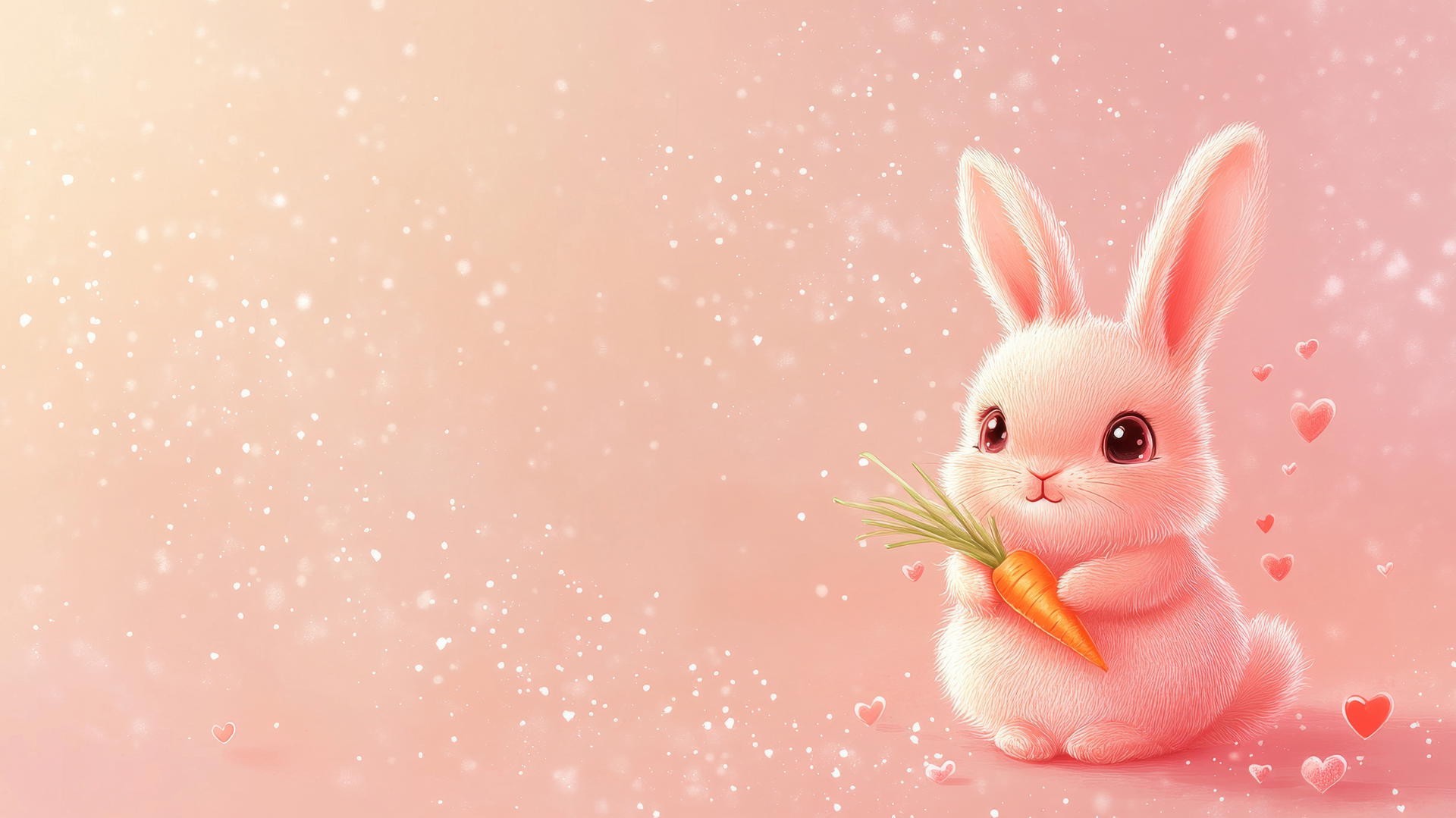 pink cute wallpaper bunny with carrot and tiny hearts and stars