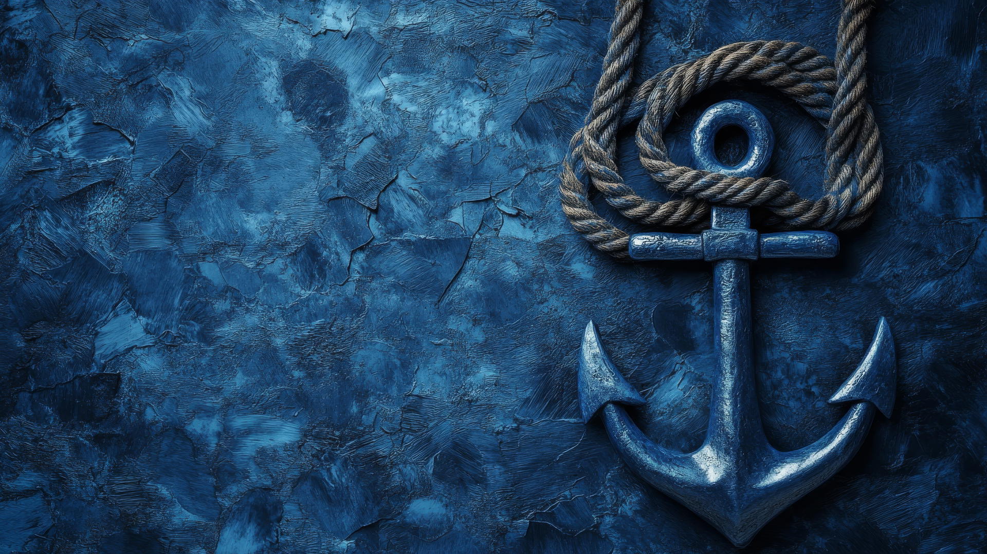navy blue wallpaper with nautical theme, featuring coiled rope and anchor