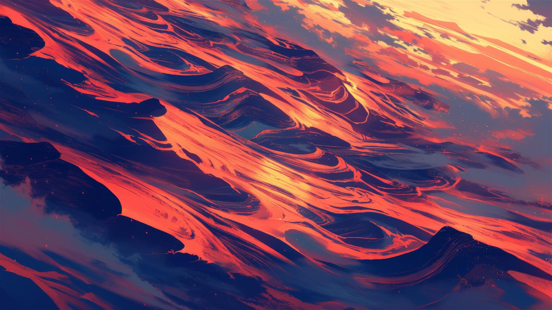 Mountain ridges with shadows creating patterns at sunset